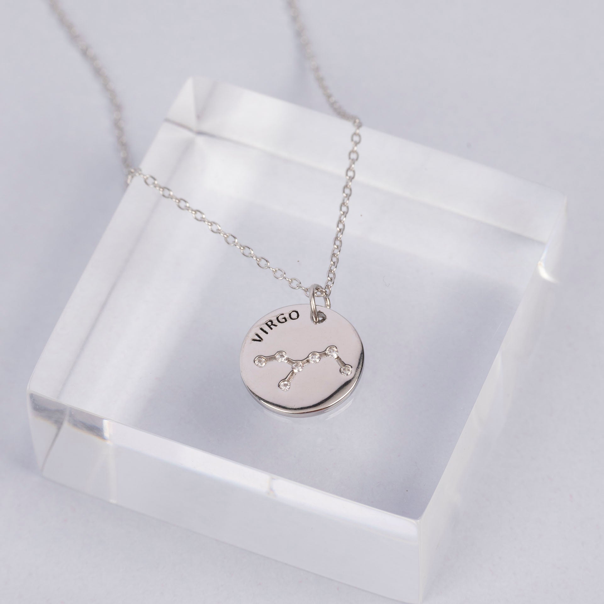 Sterling Silver Star Sign Necklaces (with Zodiac Info Backing Card)