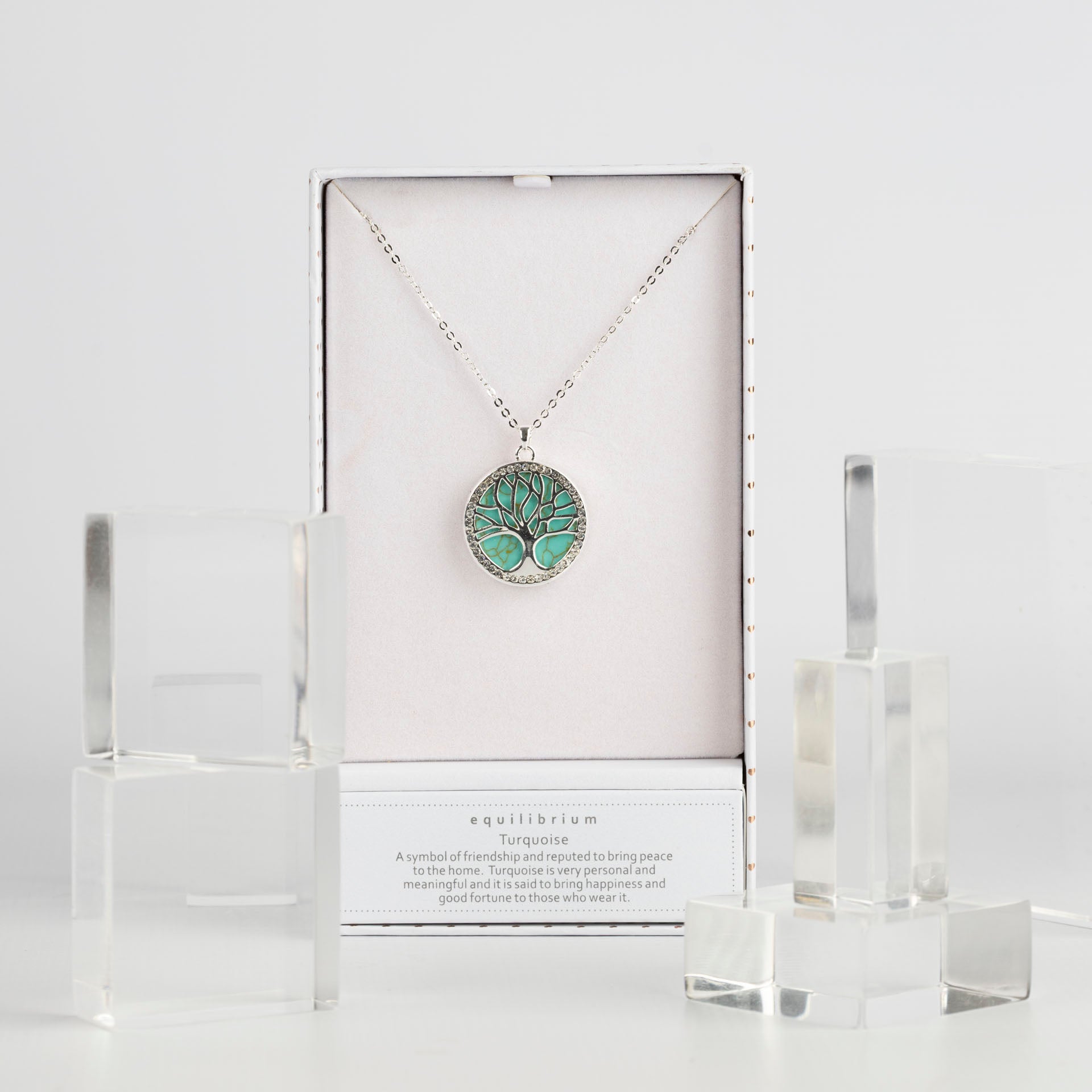 Tree of Life Semi-Precious Gemstone Necklace (Amethyst or Turquoise)