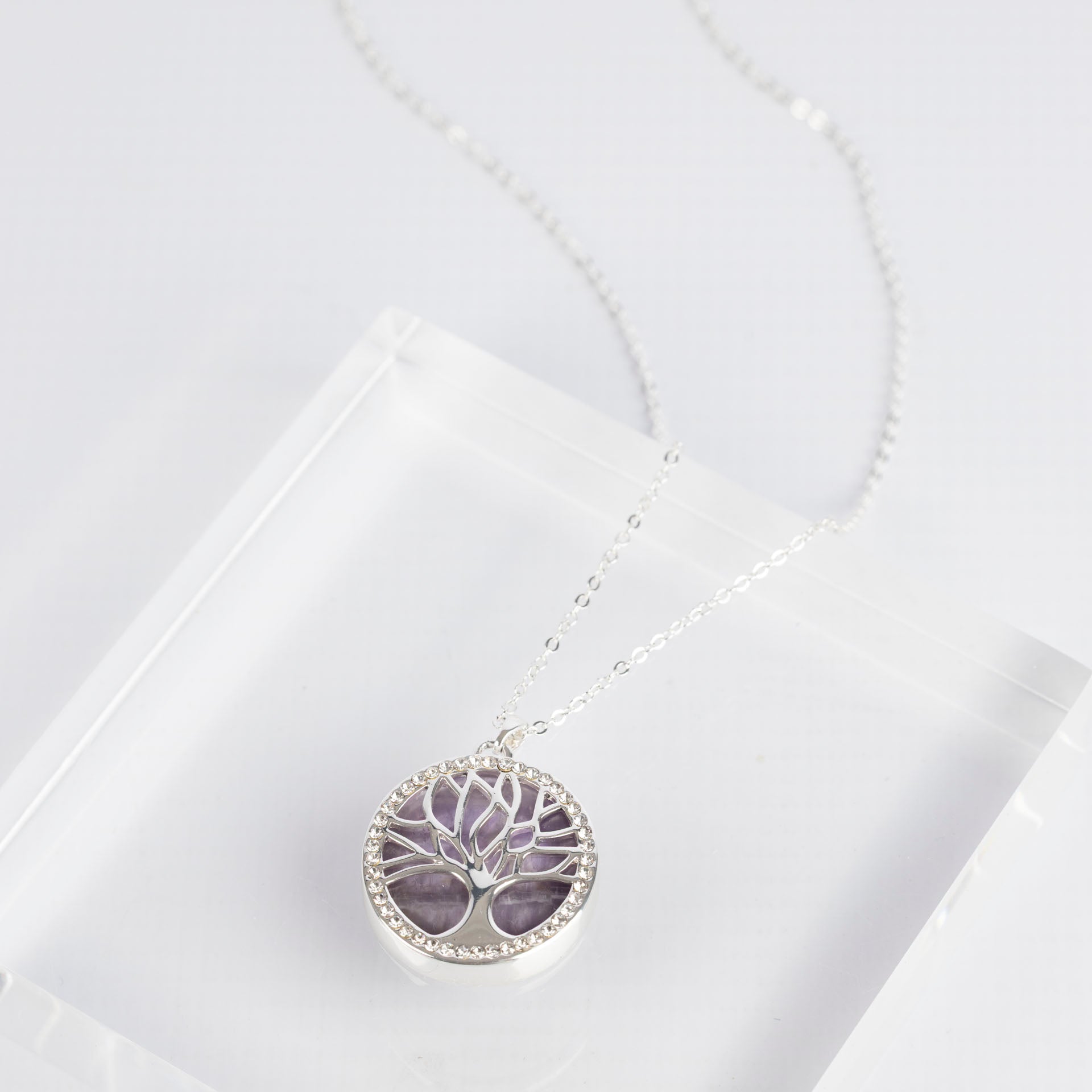 Tree of Life Semi-Precious Gemstone Necklace (Amethyst or Turquoise)
