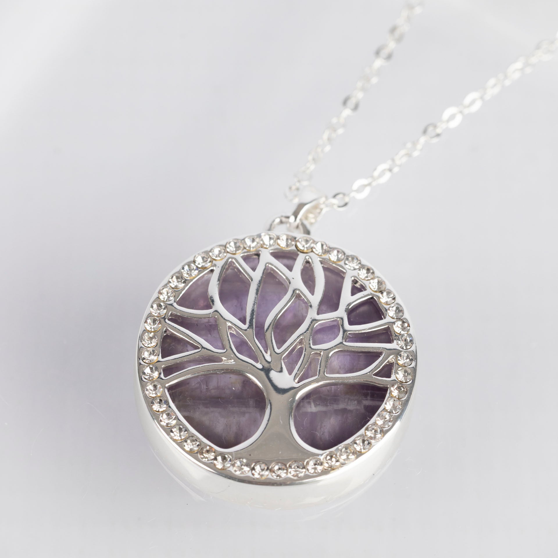 Tree of Life Semi-Precious Gemstone Necklace (Amethyst or Turquoise)