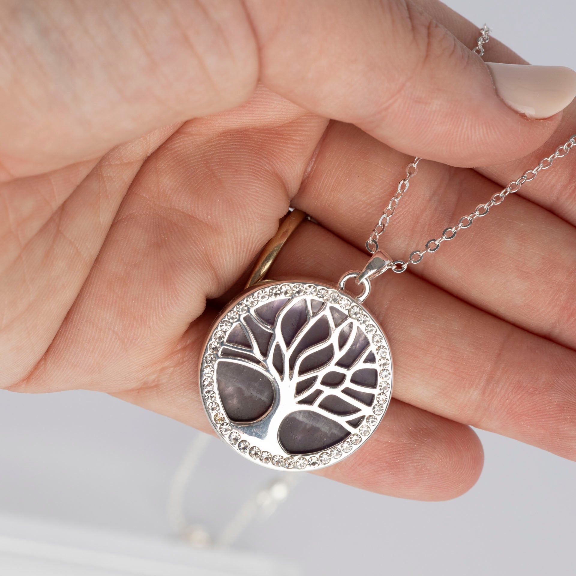 Tree of Life Semi-Precious Gemstone Necklace (Amethyst or Turquoise)