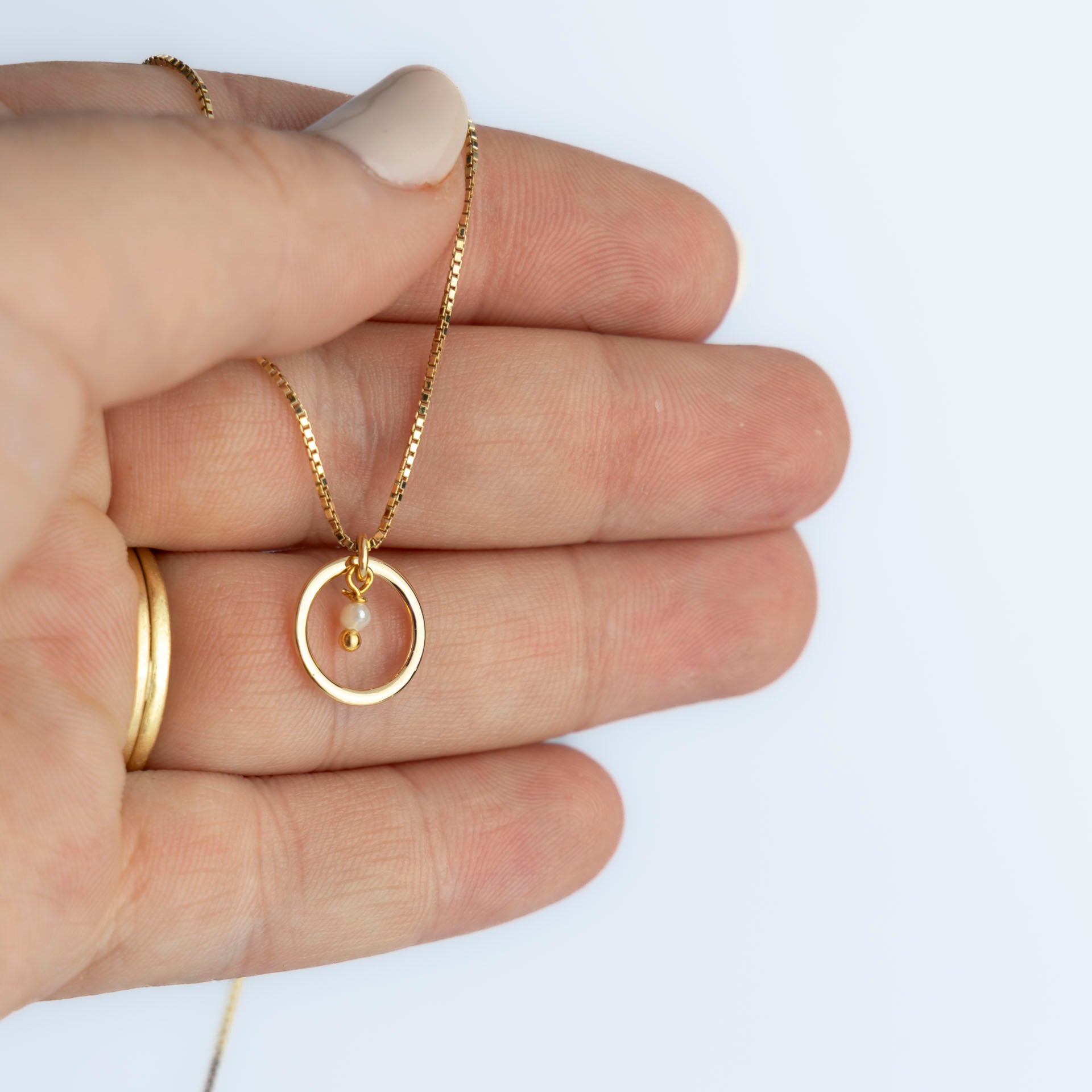 "Good Energy" Miniature Freshwater Pearl Necklace (Sterling Silver or Gold-Dipped)