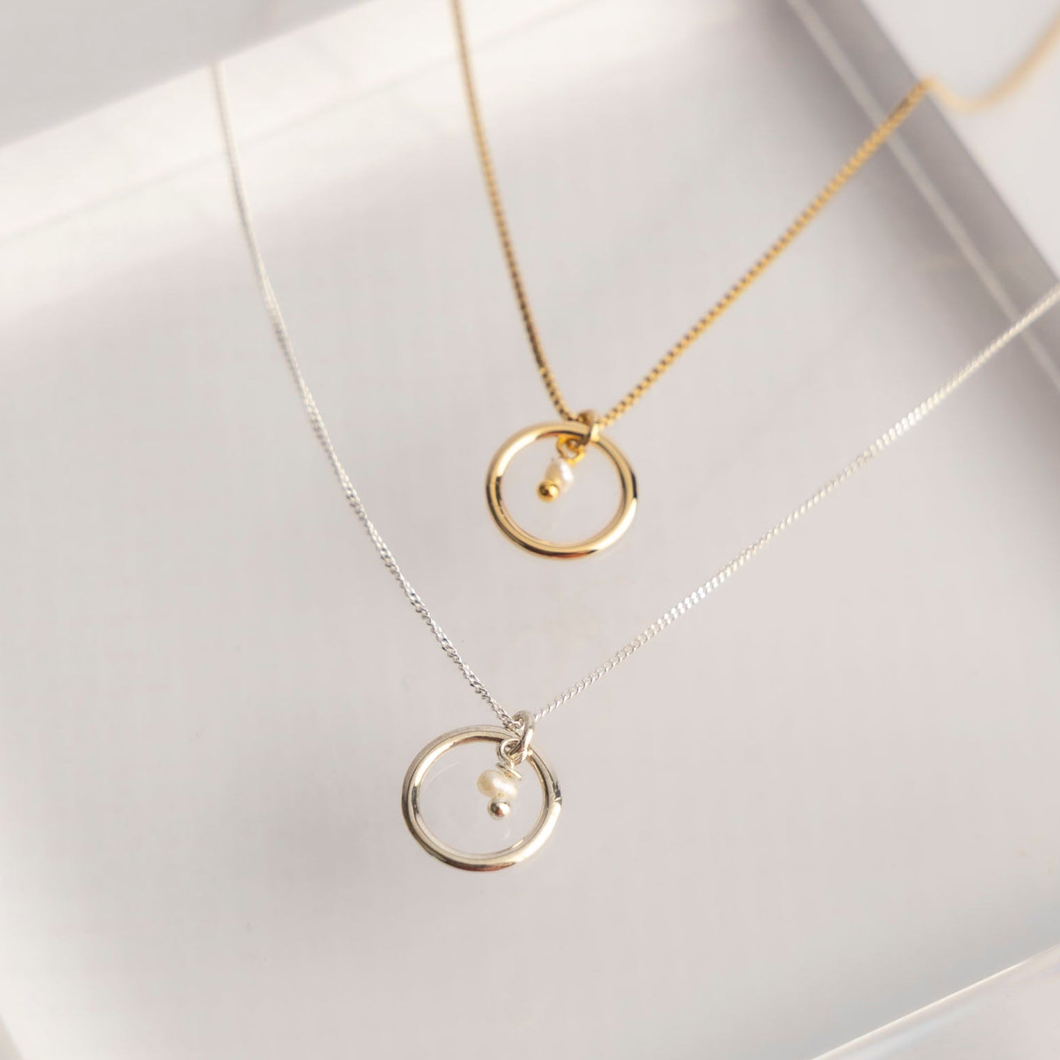 "Good Energy" Miniature Freshwater Pearl Necklace (Sterling Silver or Gold-Dipped)