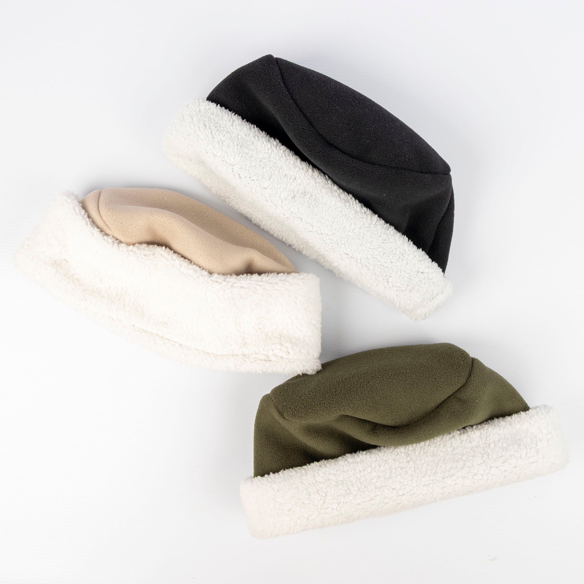 Fleece-Lined Cuffed Beanies (assorted colours)