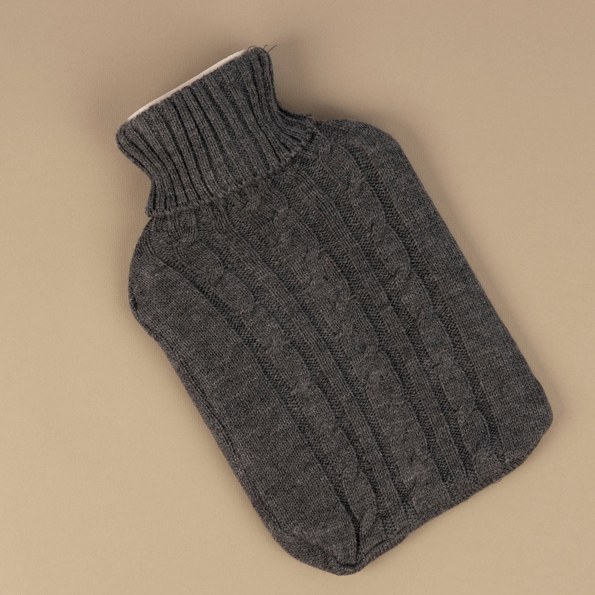 Hot Water Bottle with Grey Cable Knit Cover