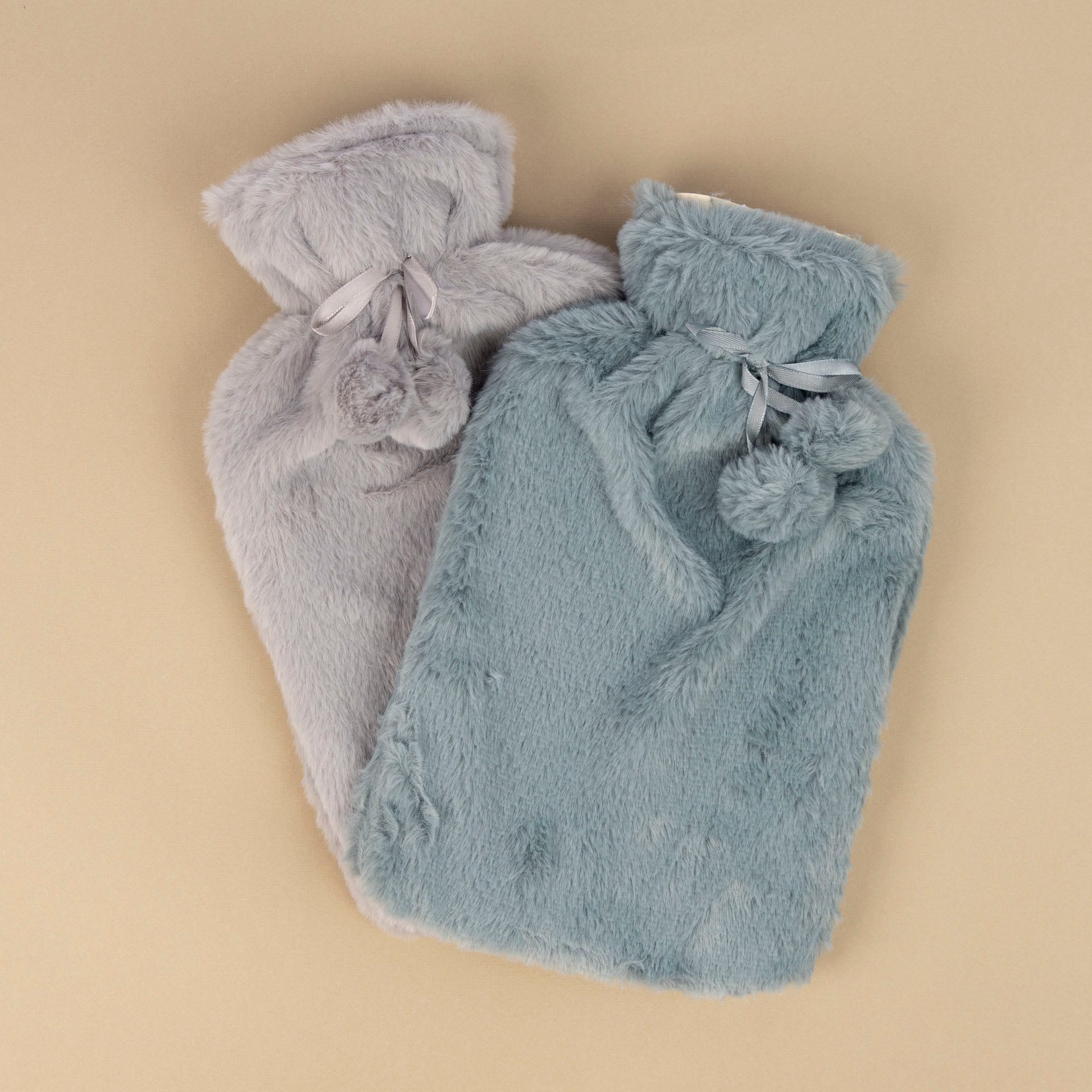 Hot Water Bottle with Plush Cover (Grey or Blue)