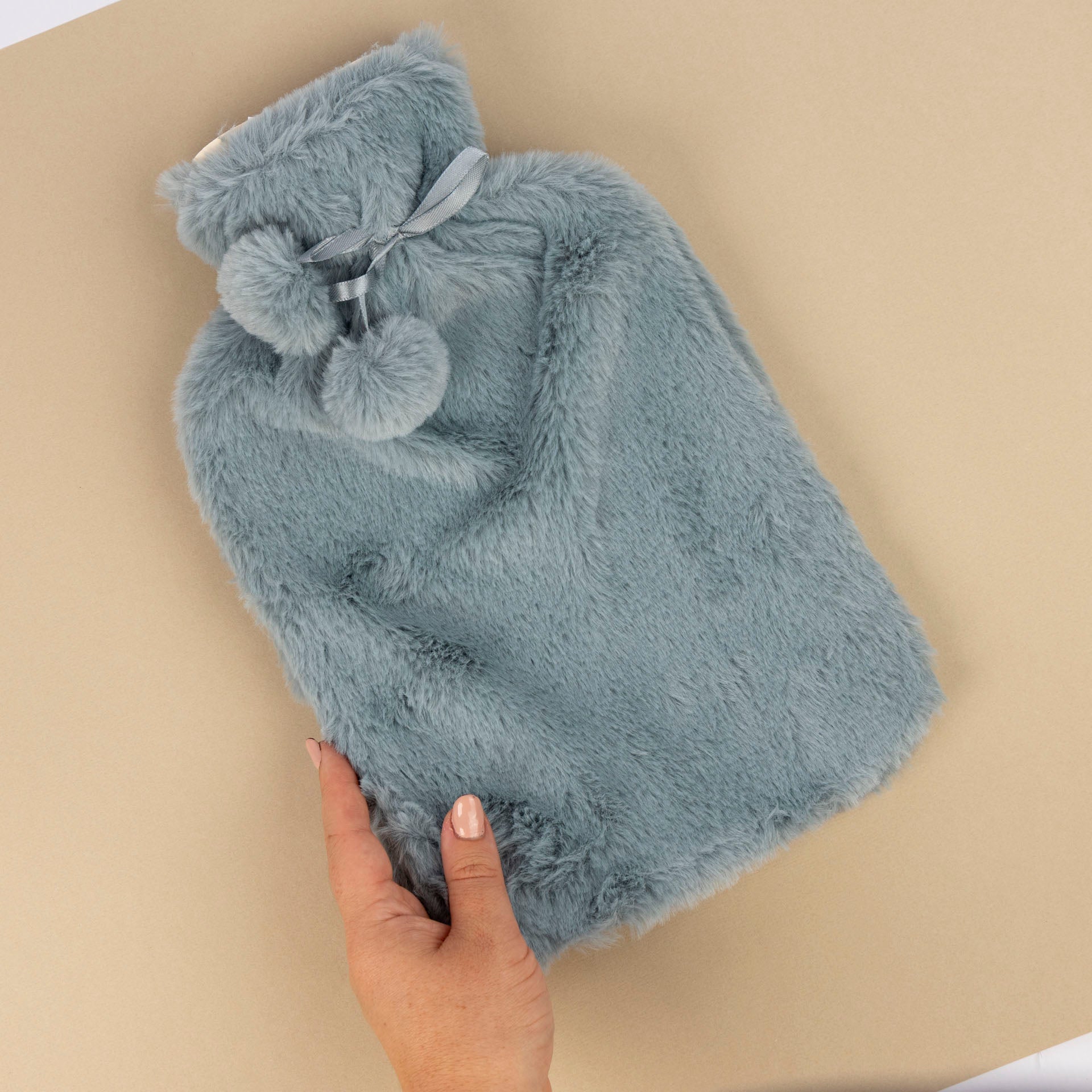 Hot Water Bottle with Plush Cover (Grey or Blue)