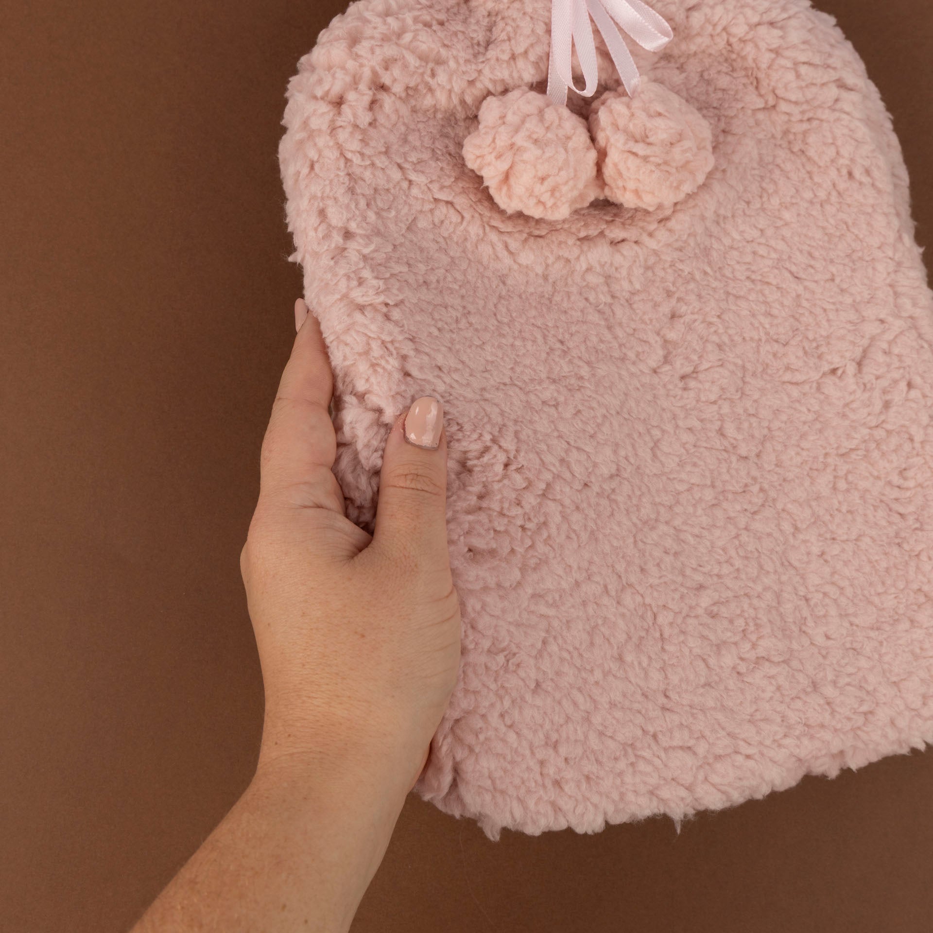 Hot Water Bottle with Fluffy Cover (Cream or Pink)