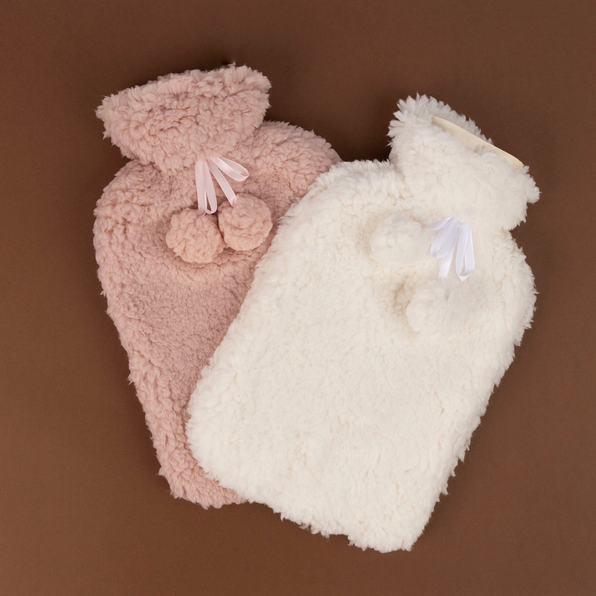 Hot Water Bottle with Fluffy Cover (Cream or Pink)
