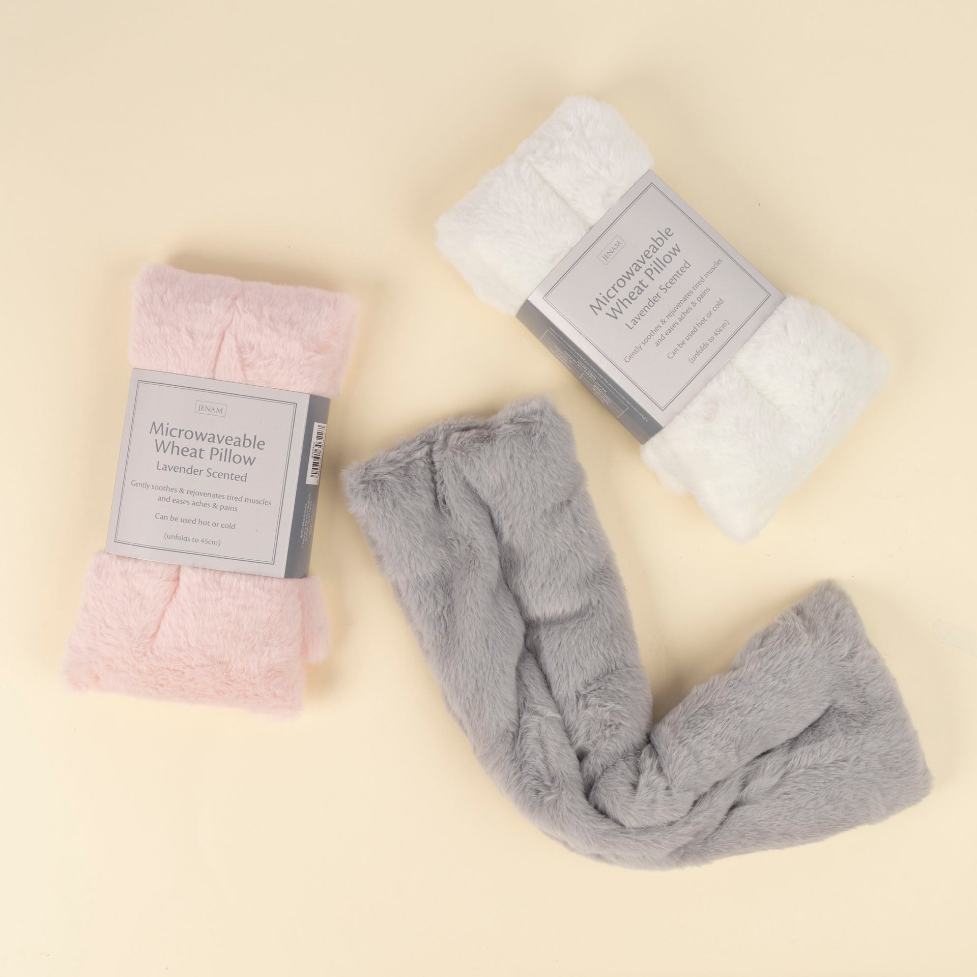 Cosy Microwaveable Wheat Pillow with Plush Cover (assorted colours)