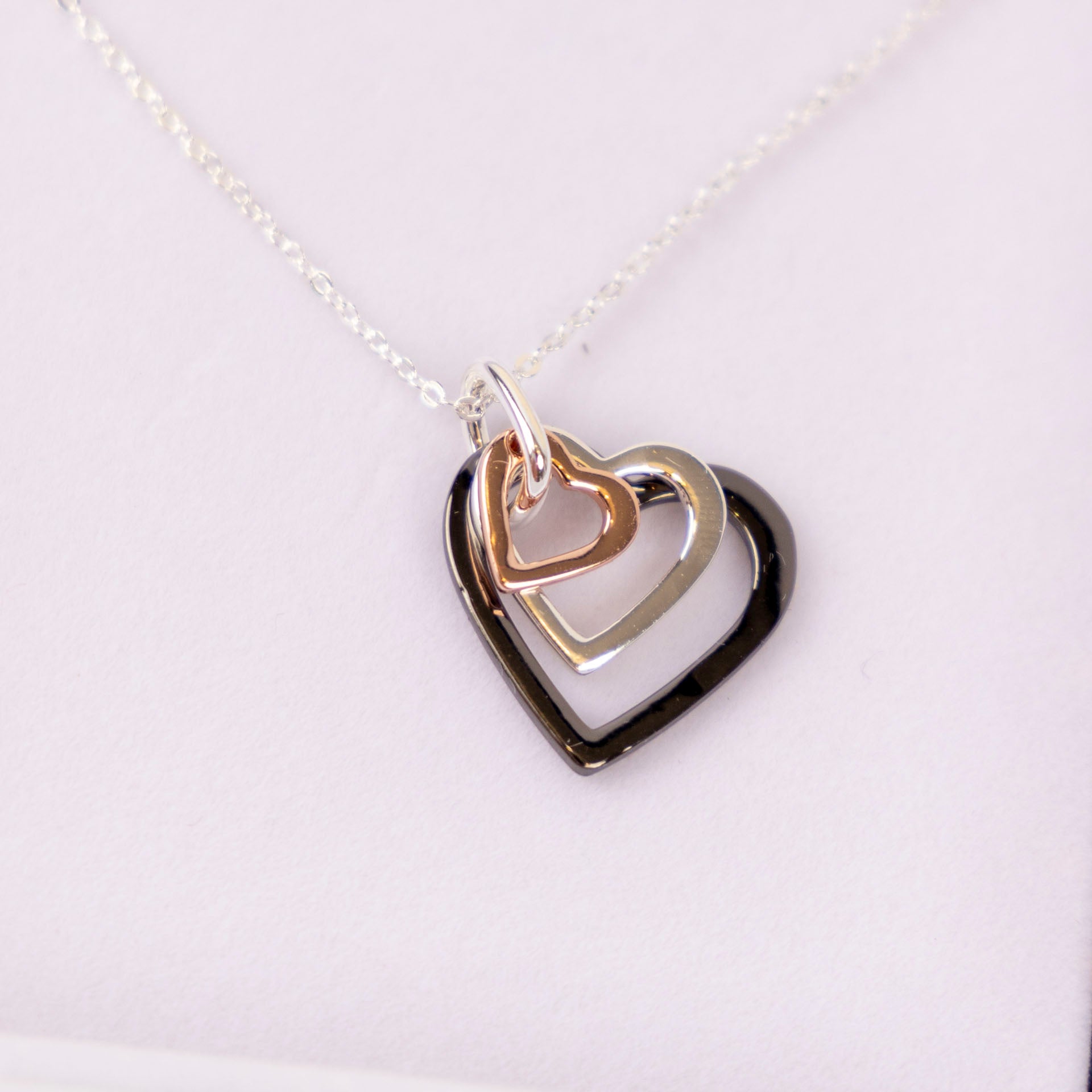 Mixed Metal Triple Heart Necklace