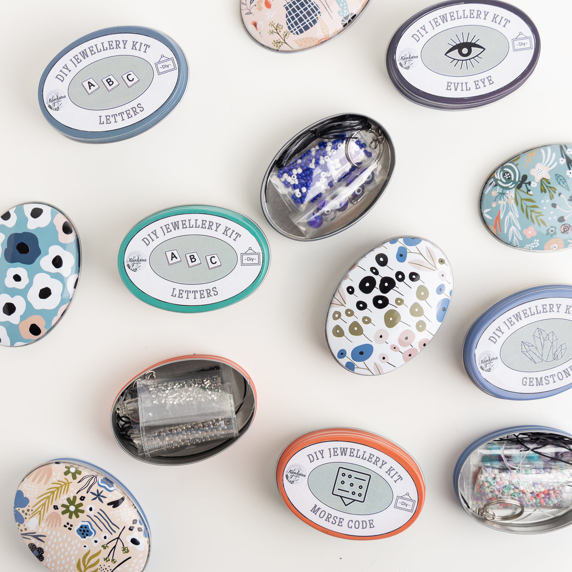 DIY Jewellery and Keyring Kits (gemstone / letters / morse code / evil eye)