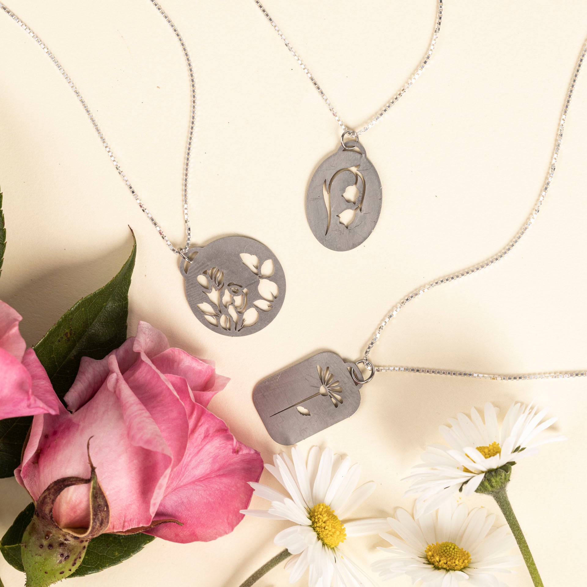 KKJOY Birth Month Flower Necklace - Stainless Steel Pendant Necklace With 12 Month Flowers | 45+5cm Chain, Gift For Women, Best Friend Jewelry - View #4