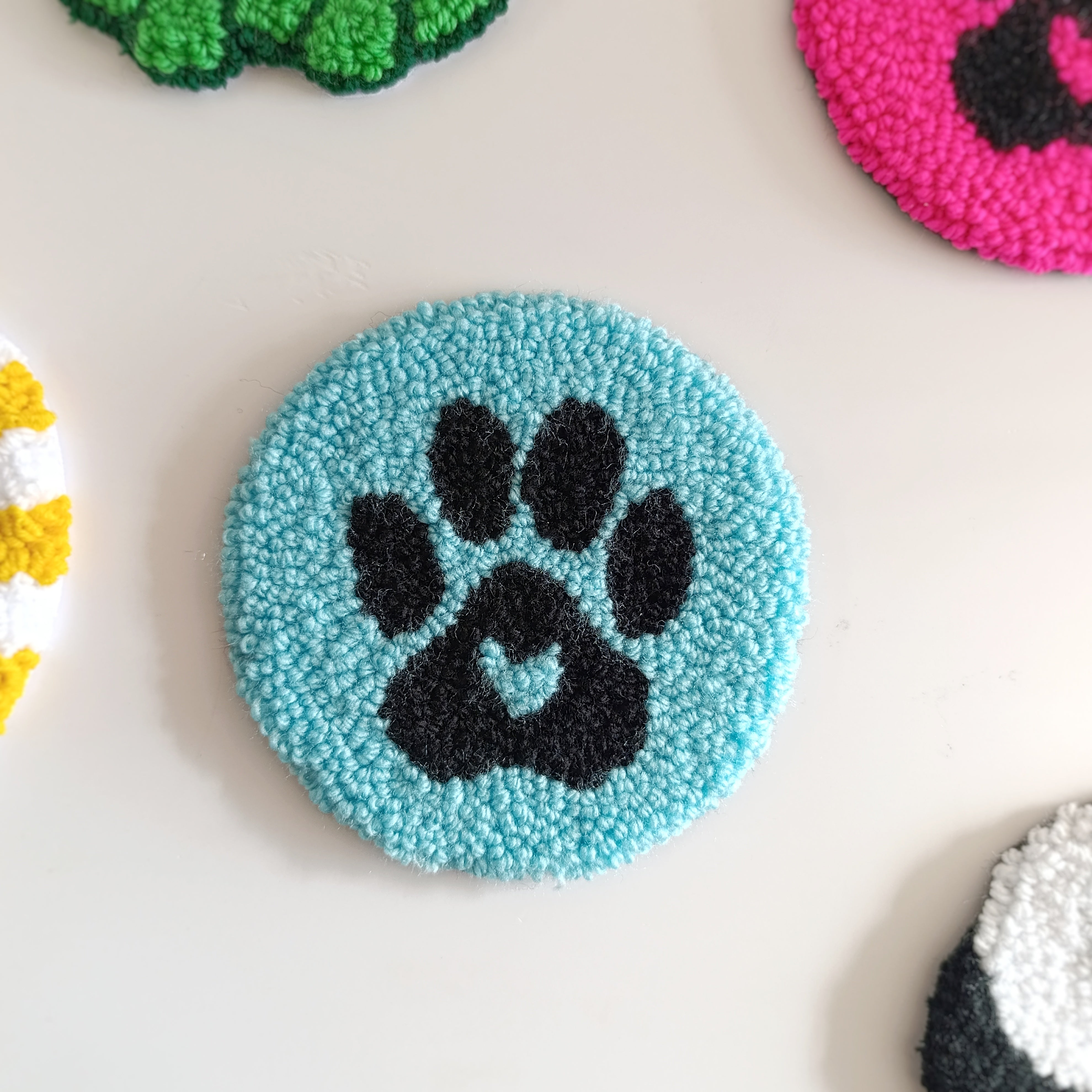 Paw Print Mug Rug (Blue or Pink)