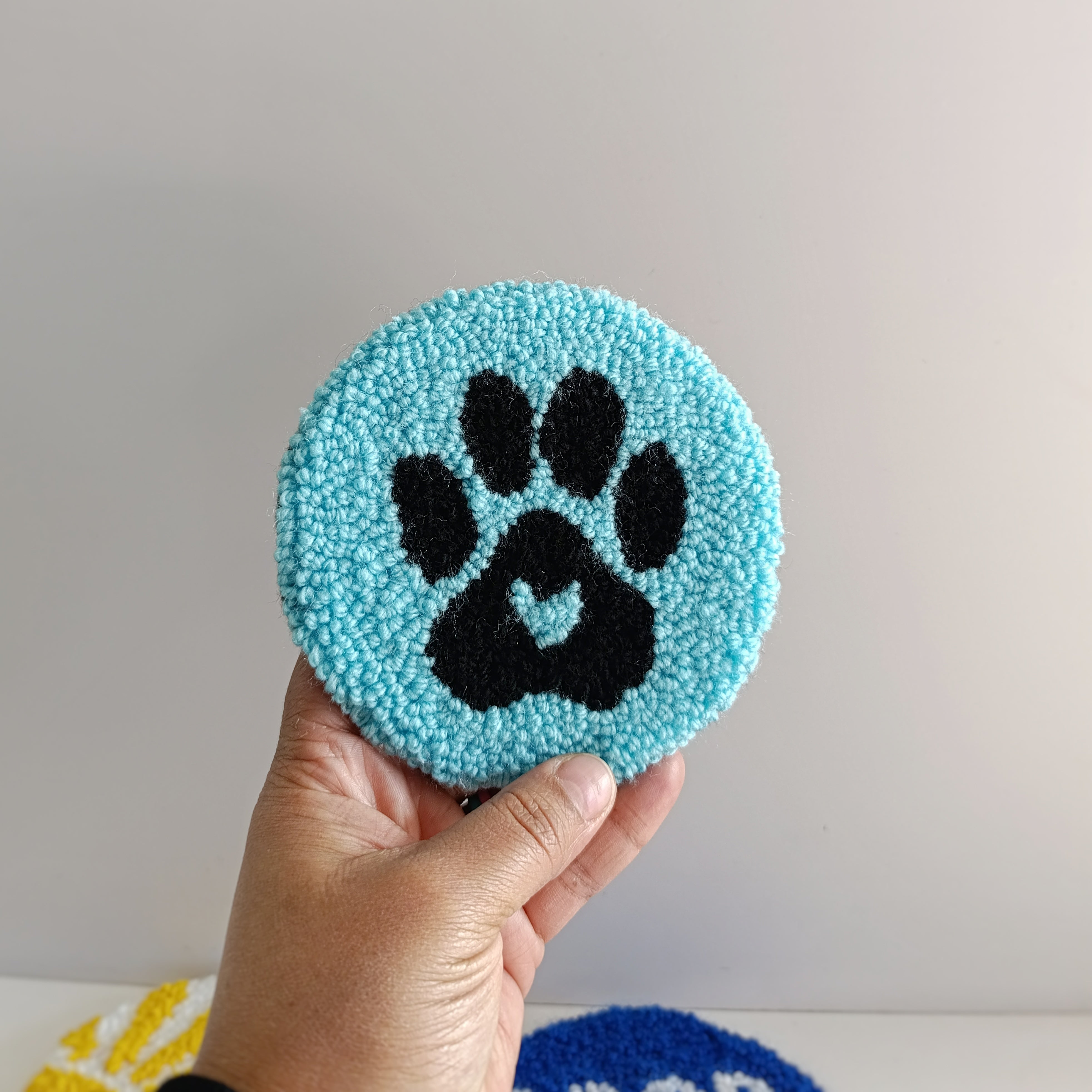Paw Print Mug Rug (Blue or Pink)