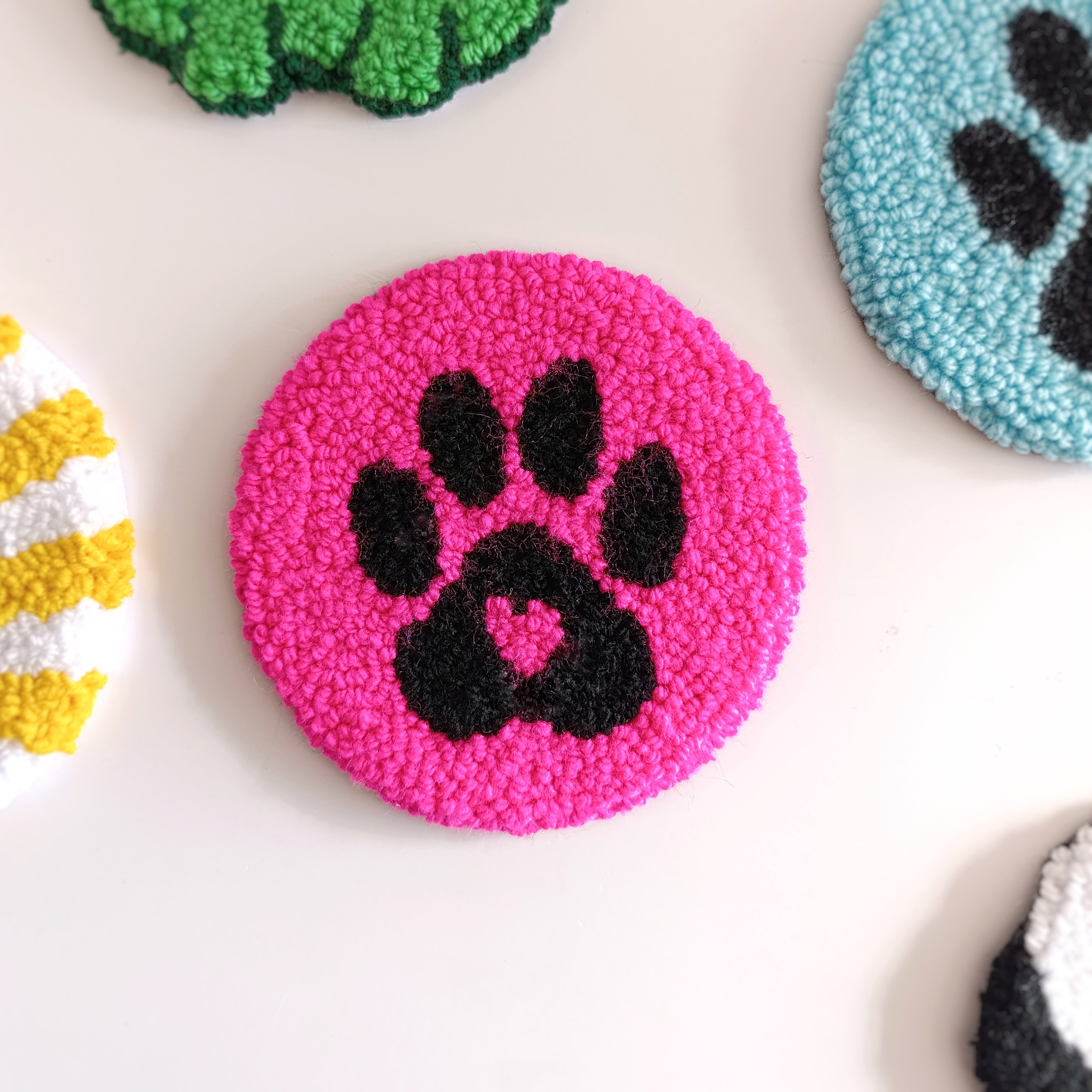 Paw Print Mug Rug (Blue or Pink)