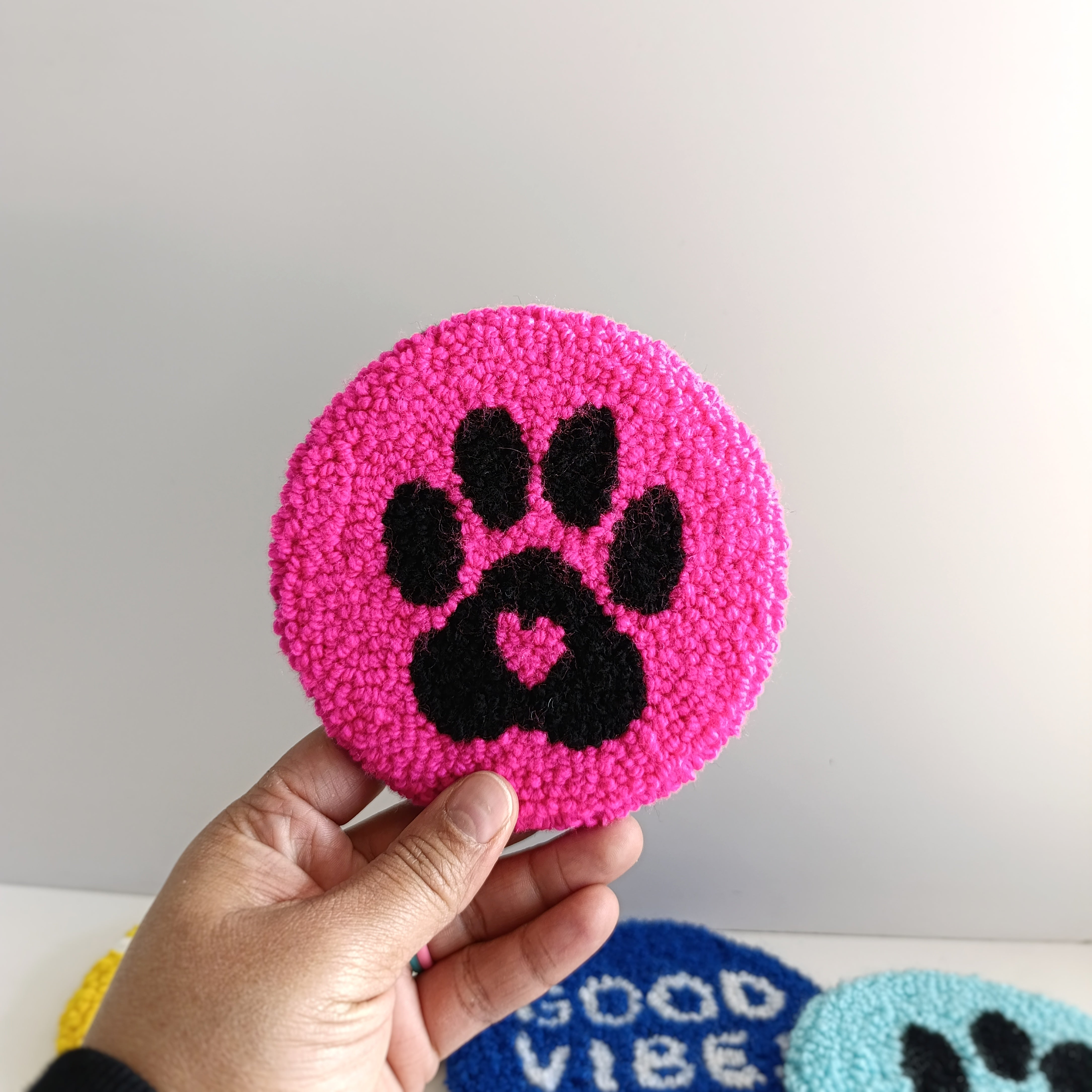Paw Print Mug Rug (Blue or Pink)