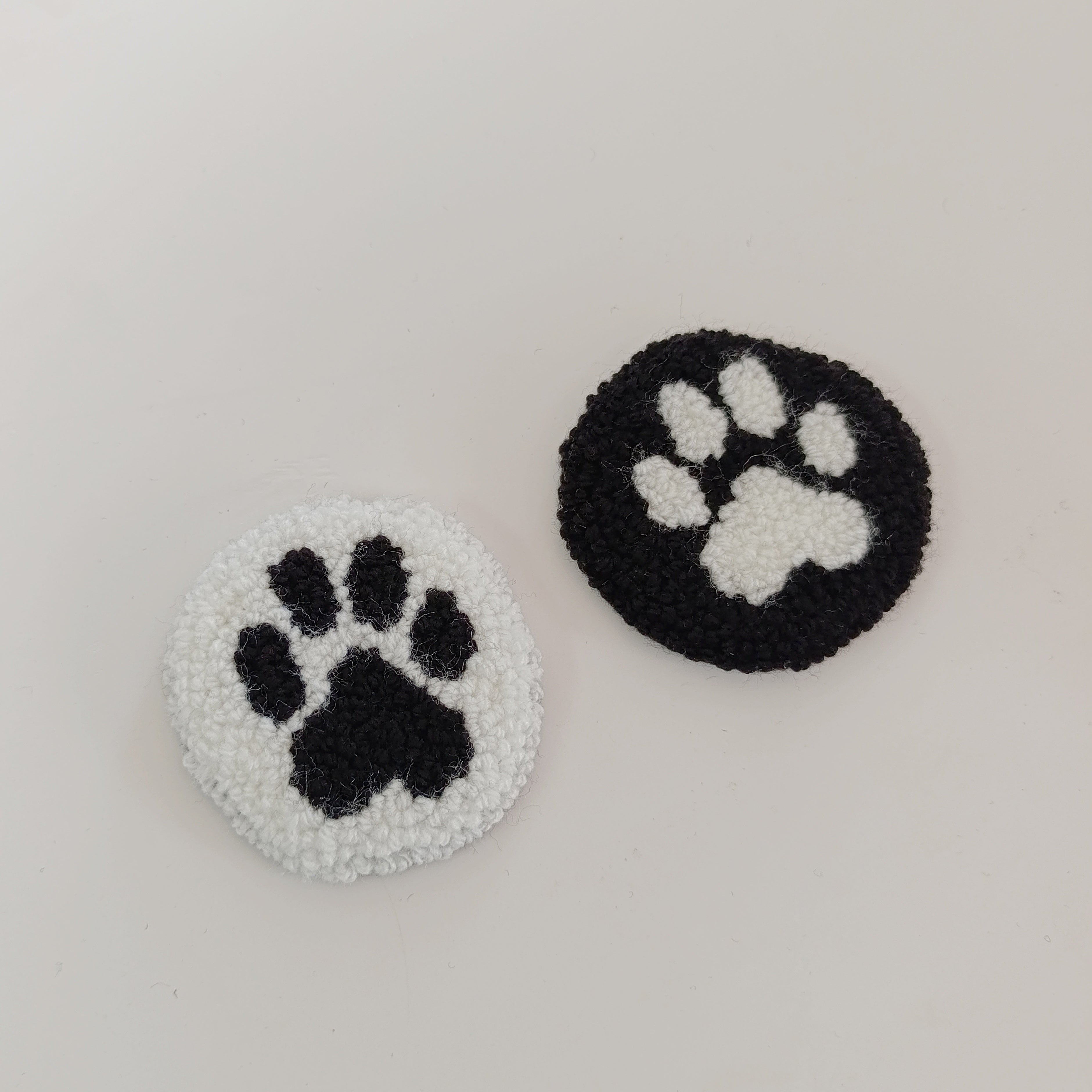 Punch-Needle Car Coasters (set of 2 – assorted styles)