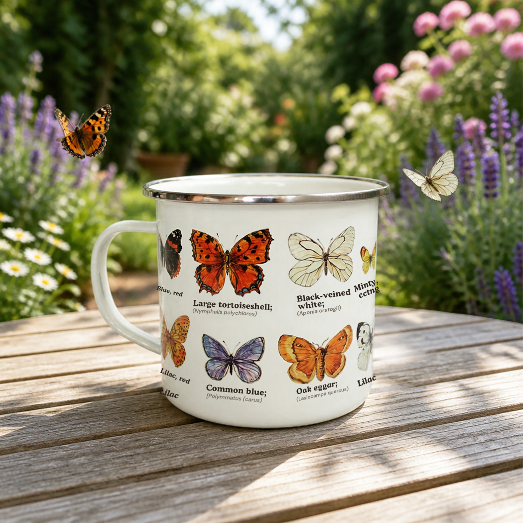 Butterflies Enamel Mug