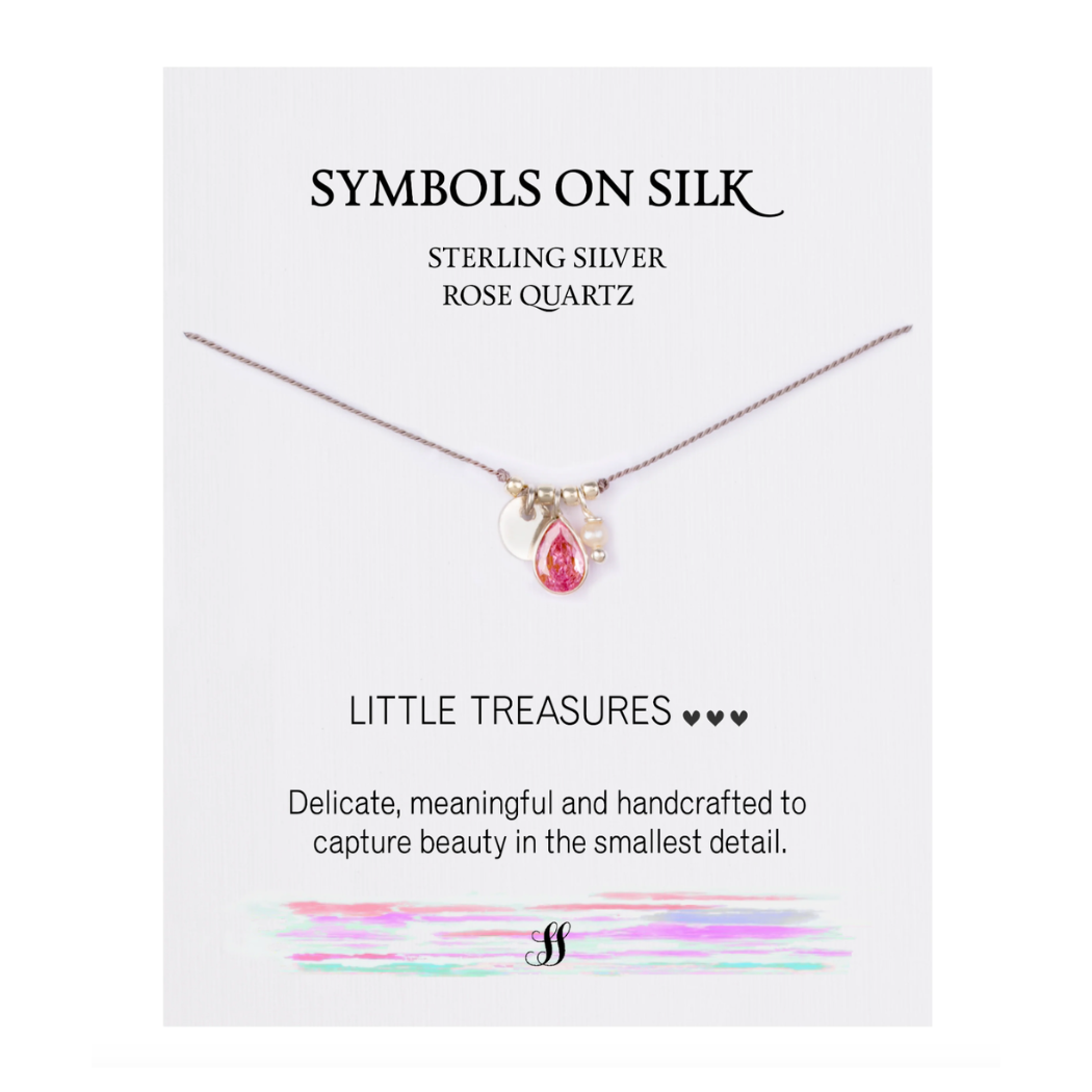 "Little Treasures" Semi Precious Stone, Pearl and Sterling Silver Disc on Silk (assorted)