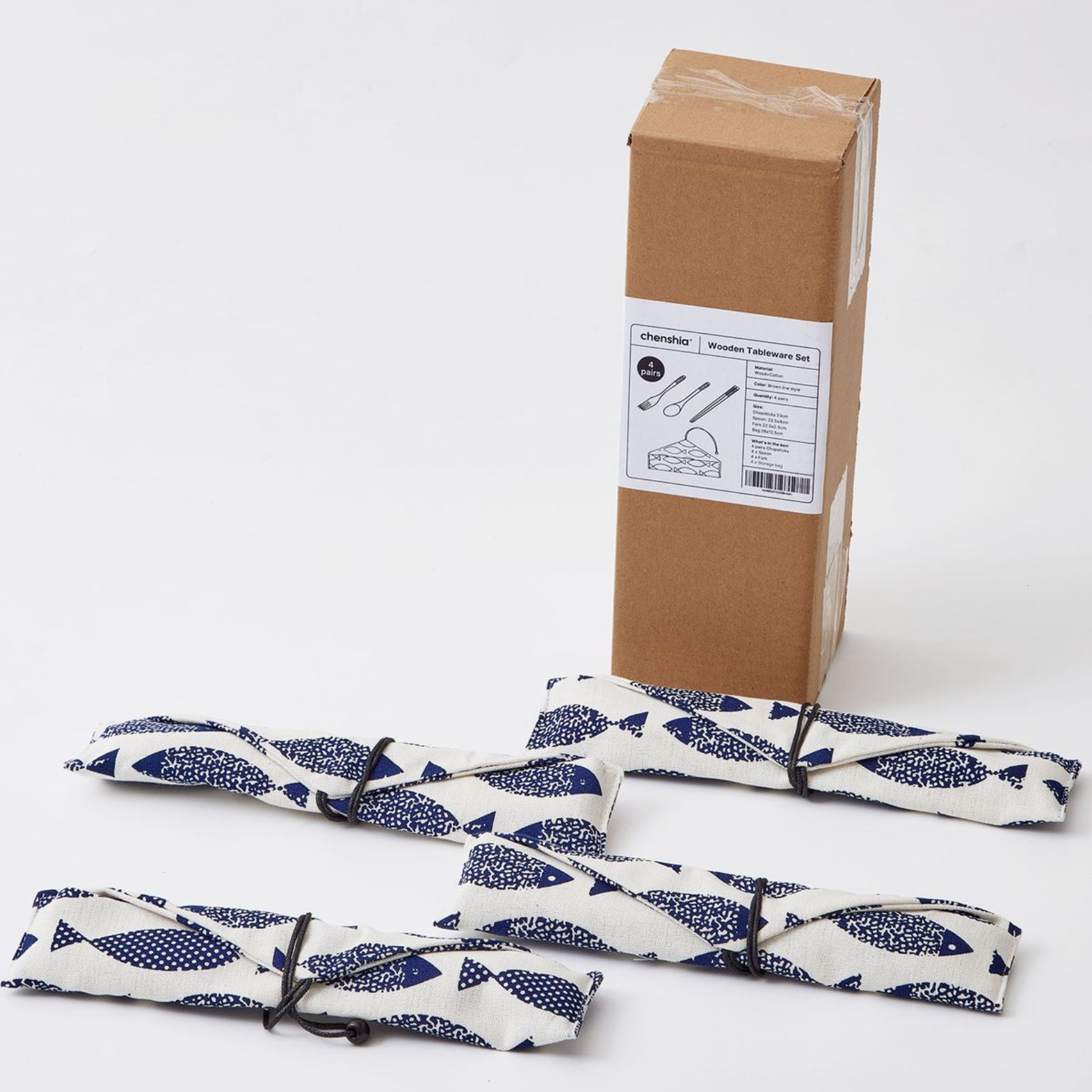 Natural Wood Travel Cutlery Set (4 sets / 16pc)