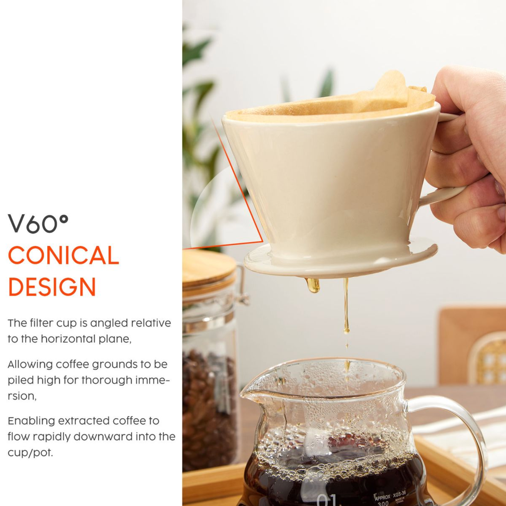 Ceramic Pour-Over Coffee Maker Set with Porcelain Dripper