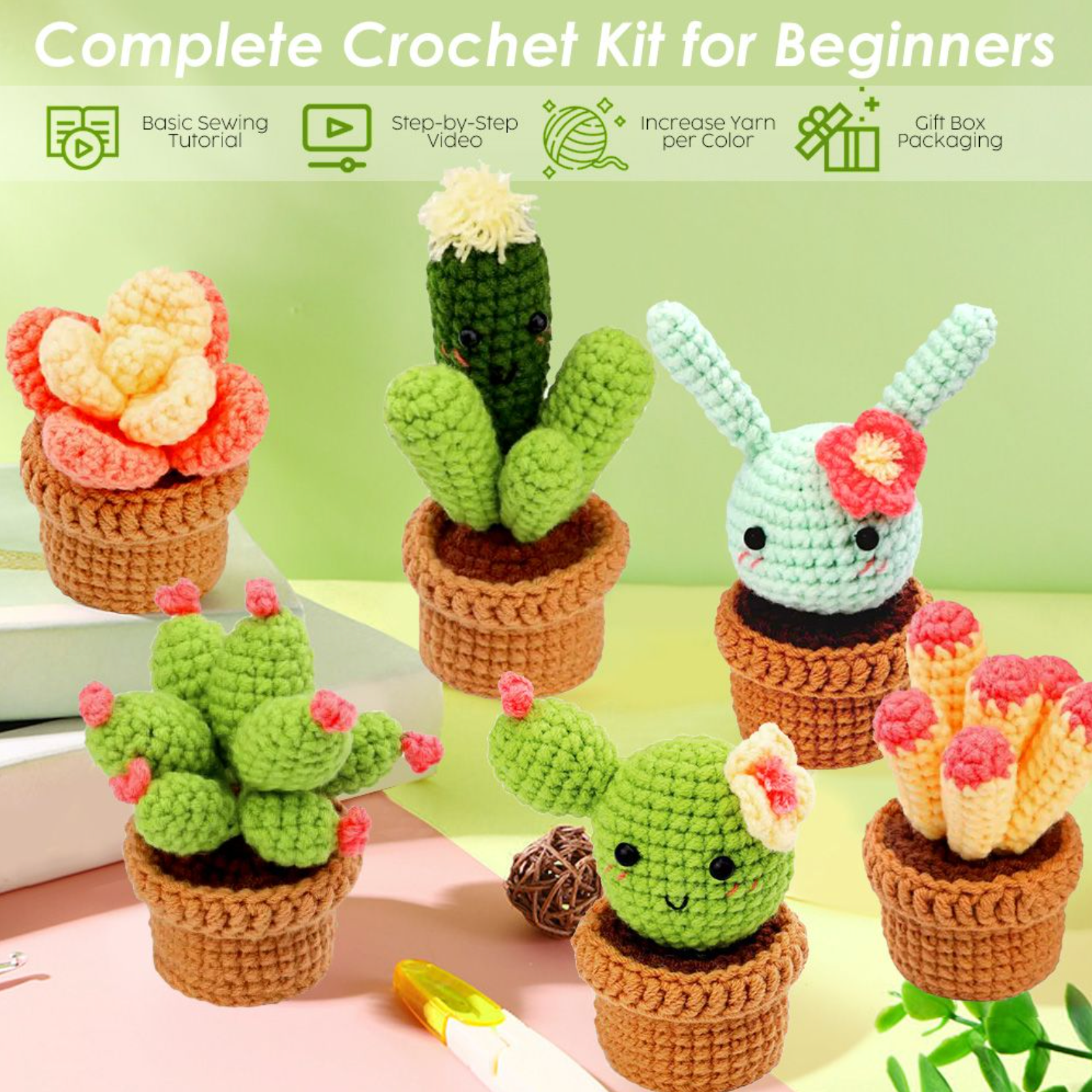 Make Your Own Mini Cactus Plants Crochet Kit for Beginners