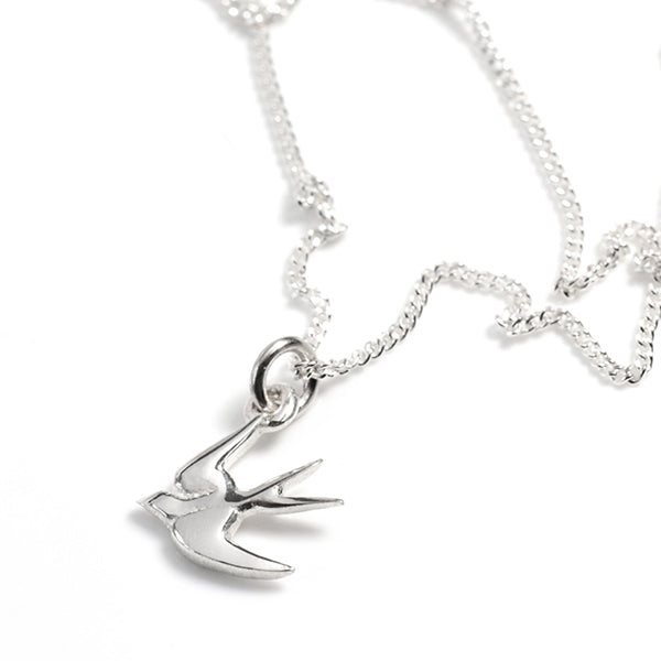 Sterling Silver Dainty Swallow Necklace