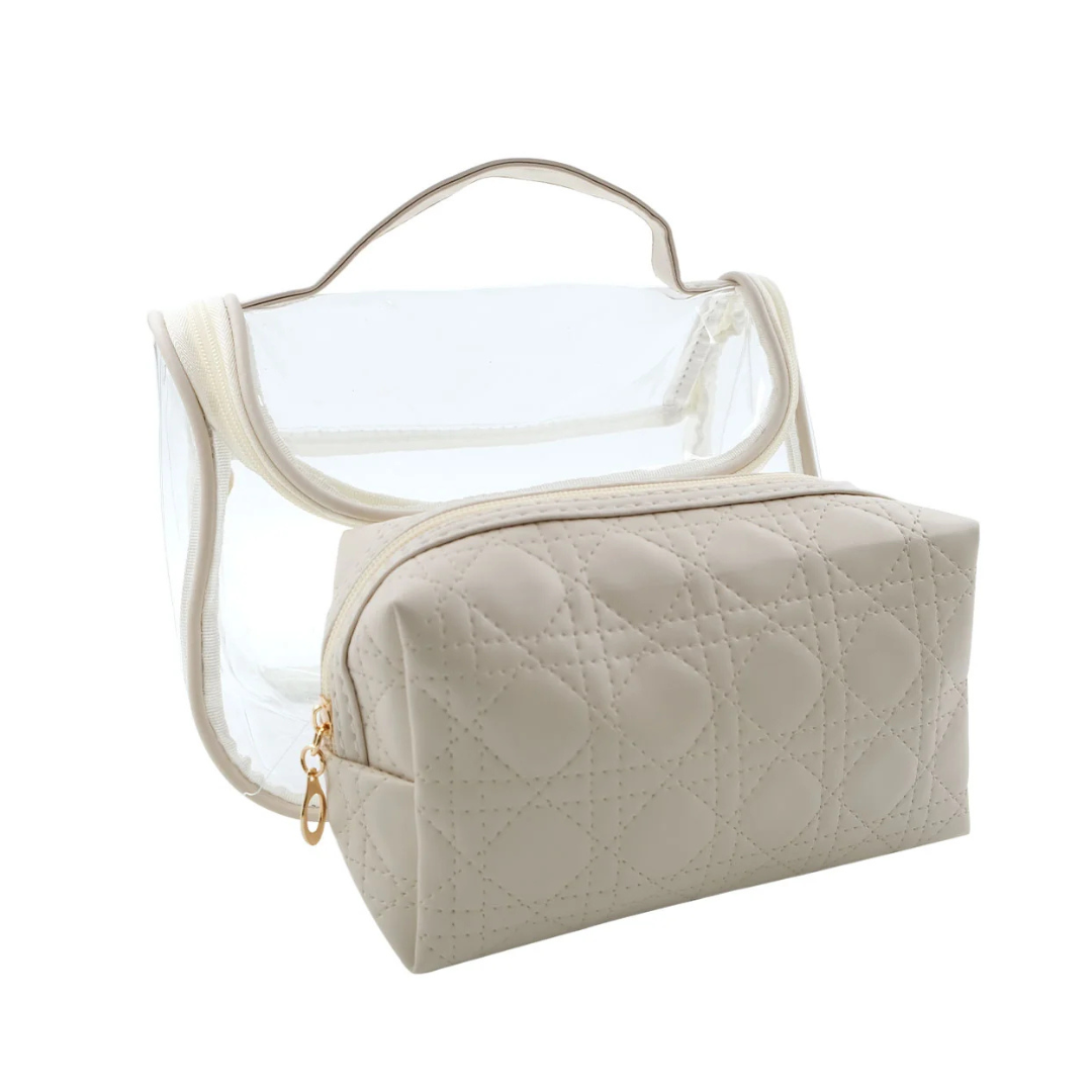 Taupe Two-Piece Vanity Bag Set