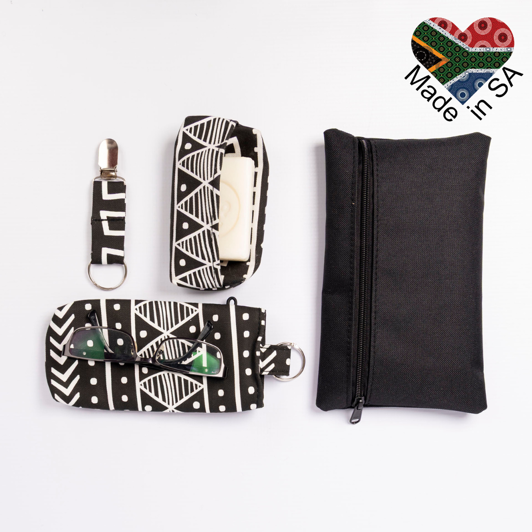 Bamako Travel Kit (Pouch, Soap Carrier, Glasses Case & Cap Clip)