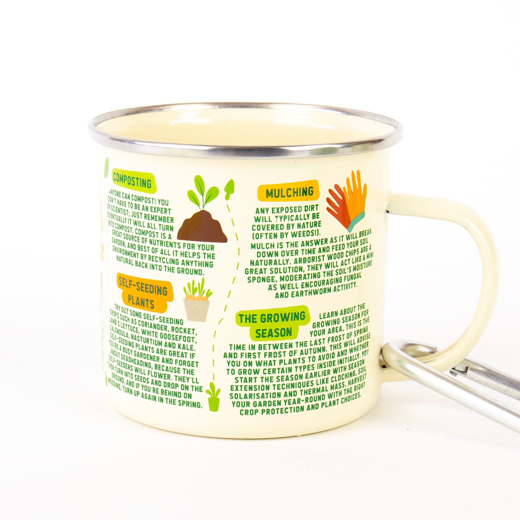Gardening Guide Enamel Mug with Carabiner