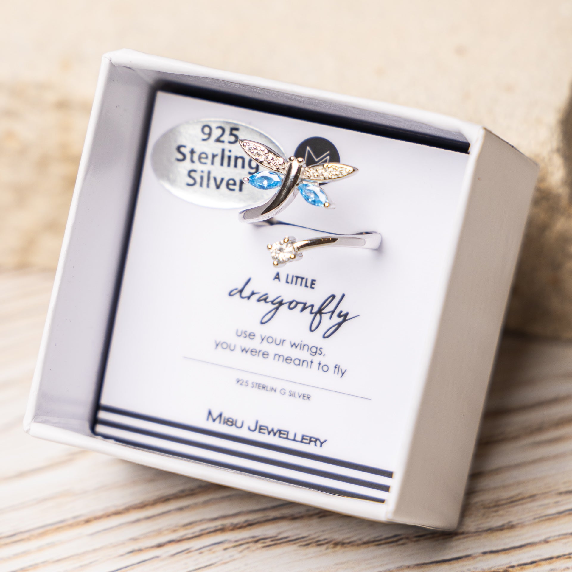 Sterling Silver Dragonfly Adjustable Ring