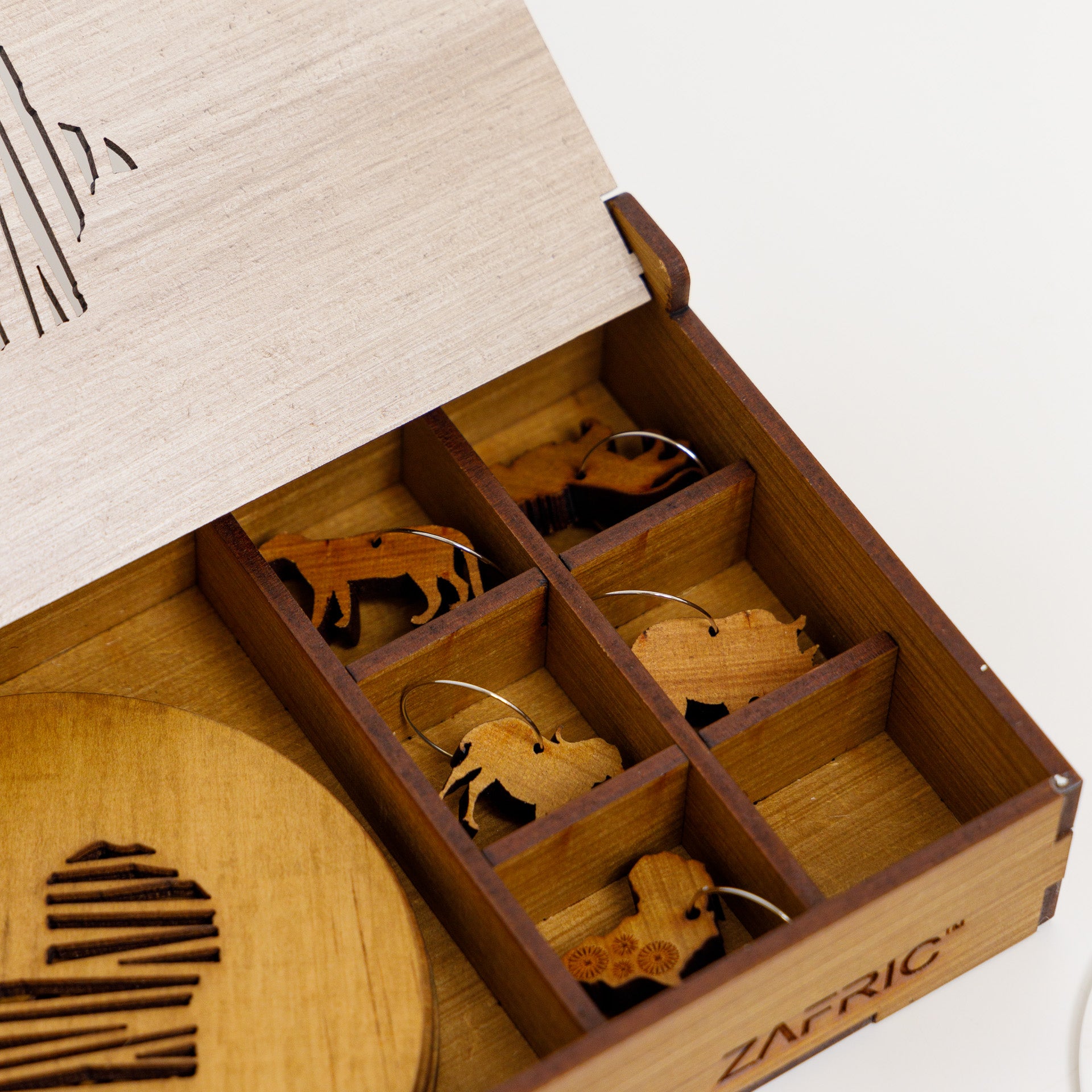 Africa Coasters and Big 5 Wine Glass Charms Gift Set