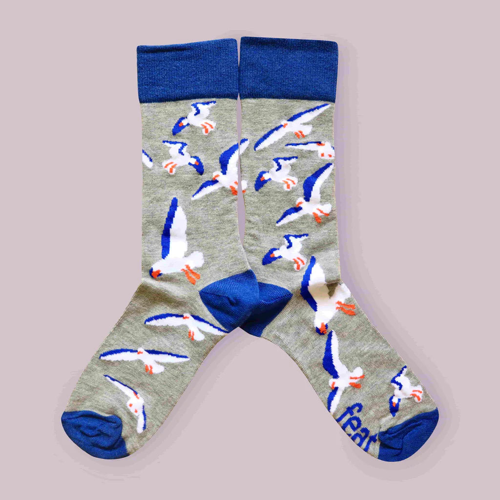 Men’s Grey "Guard Your Chips" Seagull Socks