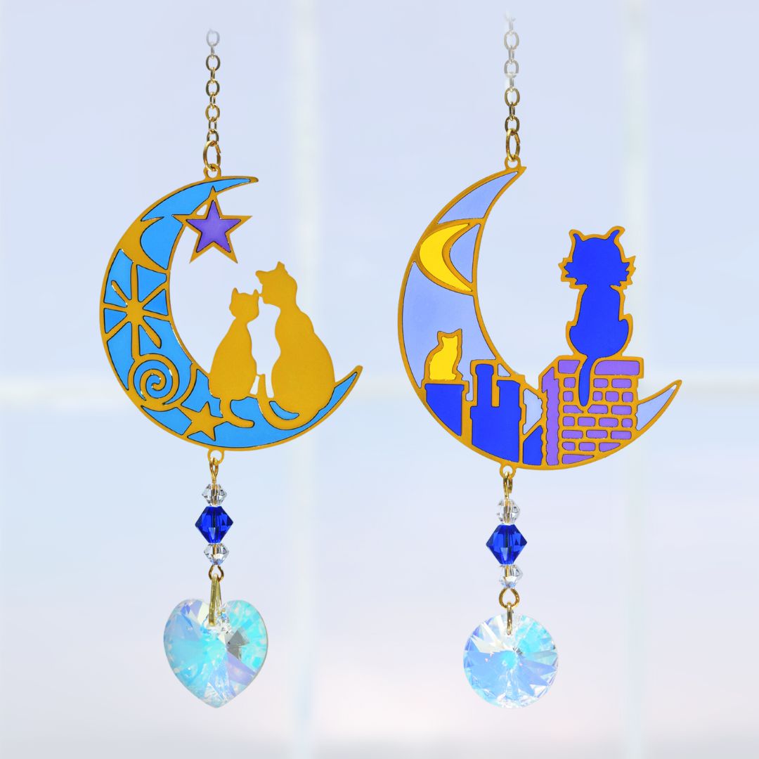 Crystal Dreams Cats & Moon Suncatchers (assorted styles)