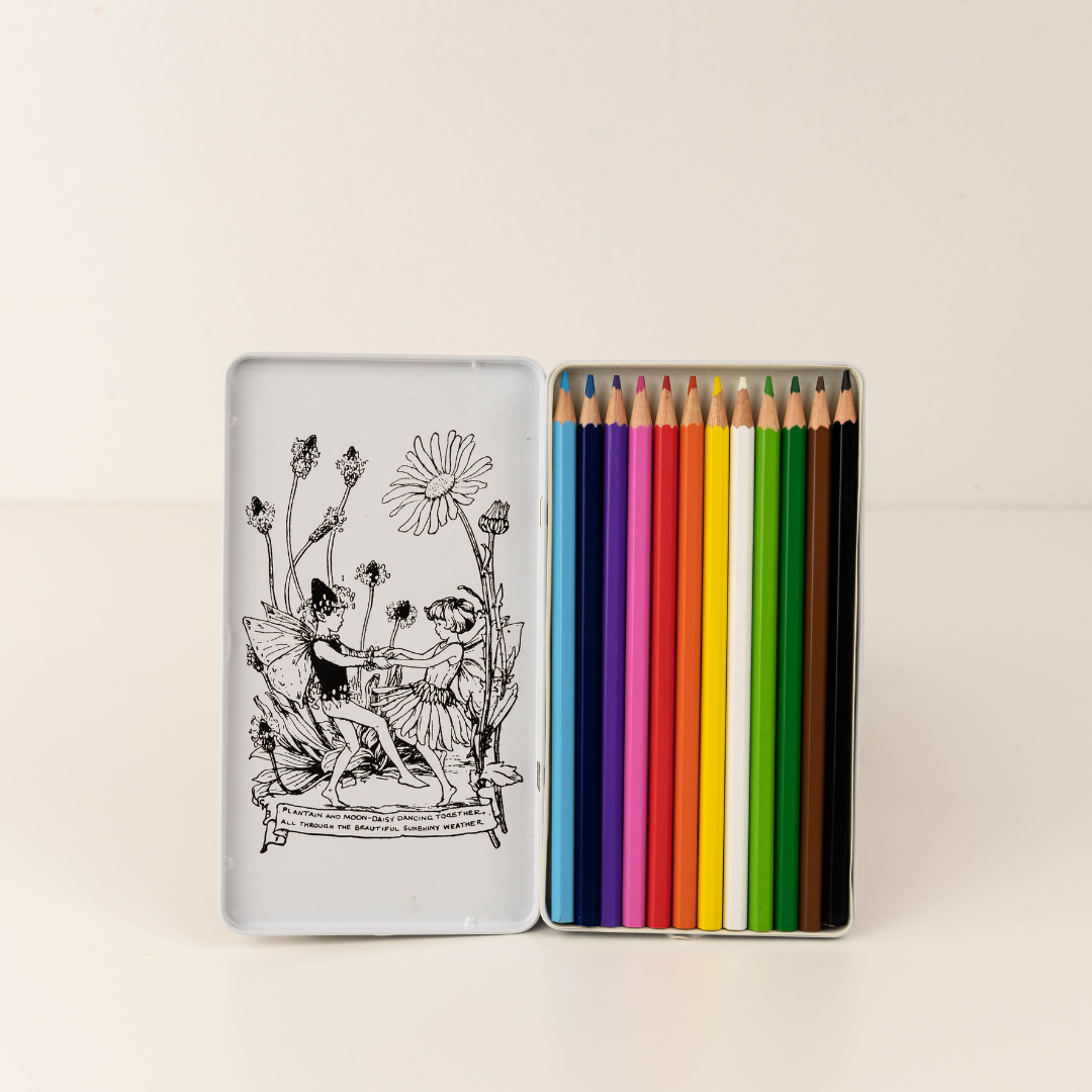 Flower Fairy Tin and Pencil Crayons
