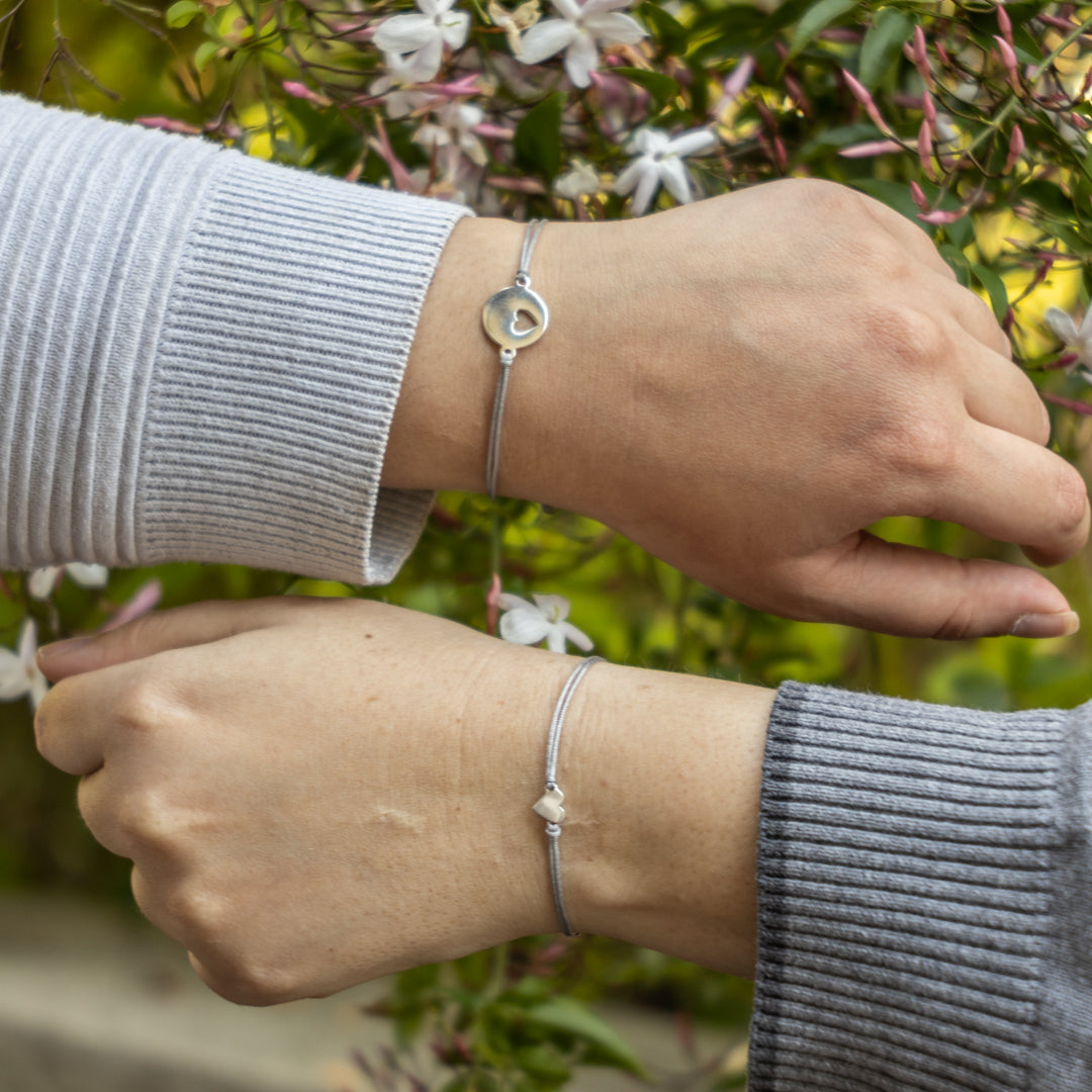 Sterling Silver and Silk "Mother, Daughter, Sister, Friend" Bracelet Set