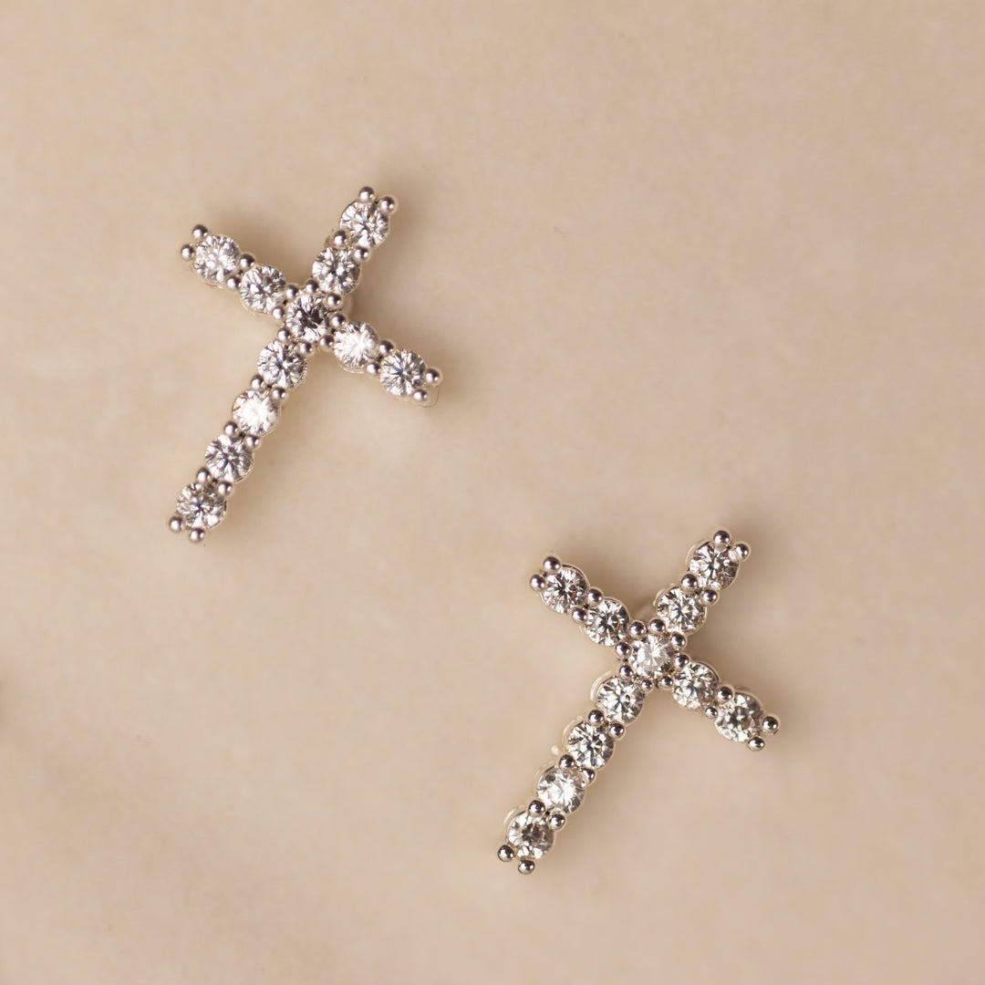 Diamanté Cross Earrings