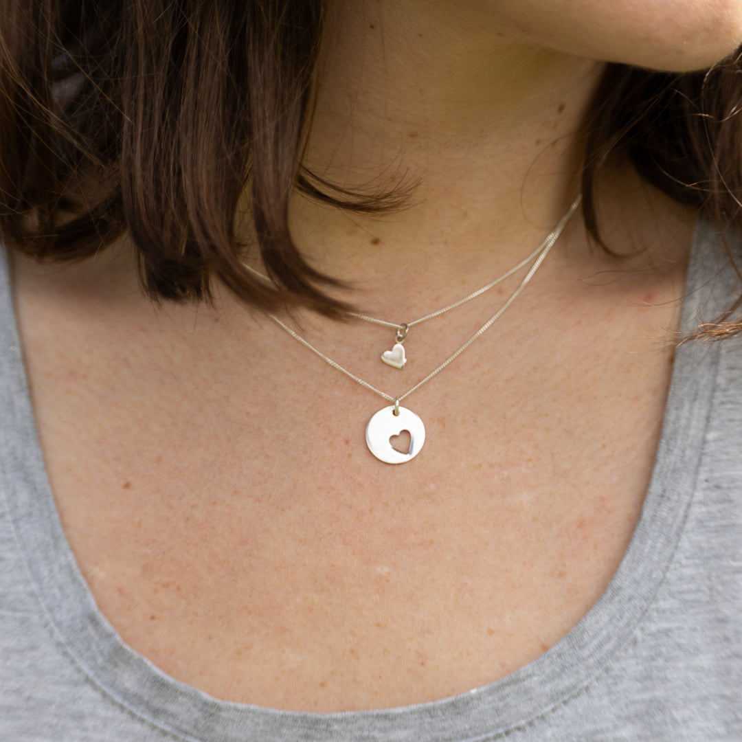 Mother and Daughter Heart Necklace Set (Sterling Silver or Gold Dipped)