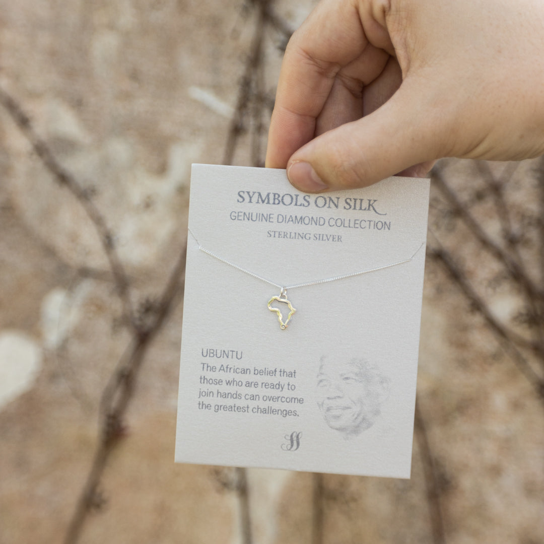 Sterling Silver Africa Pendant with Diamond