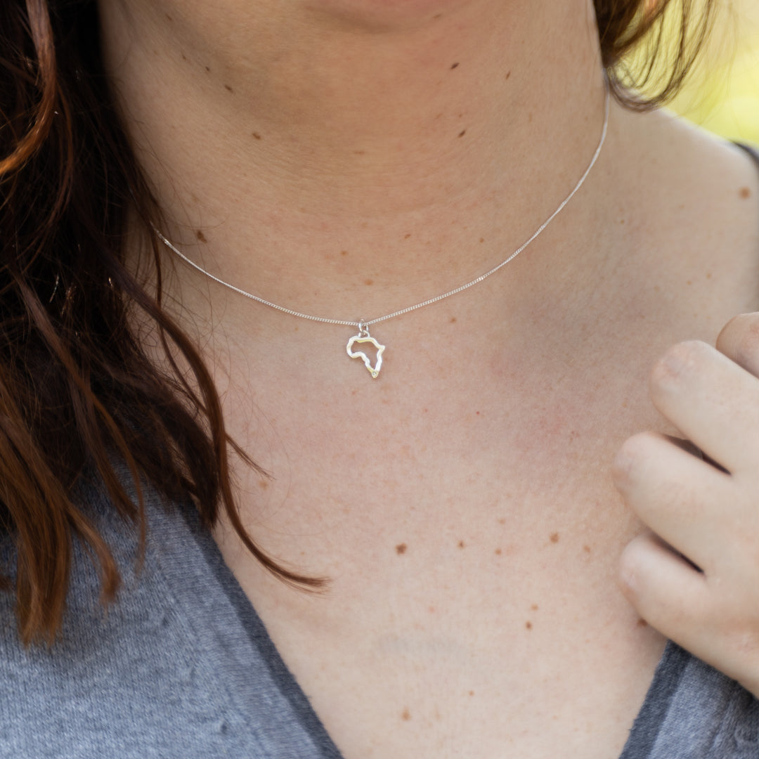 Sterling Silver Africa Pendant with Diamond