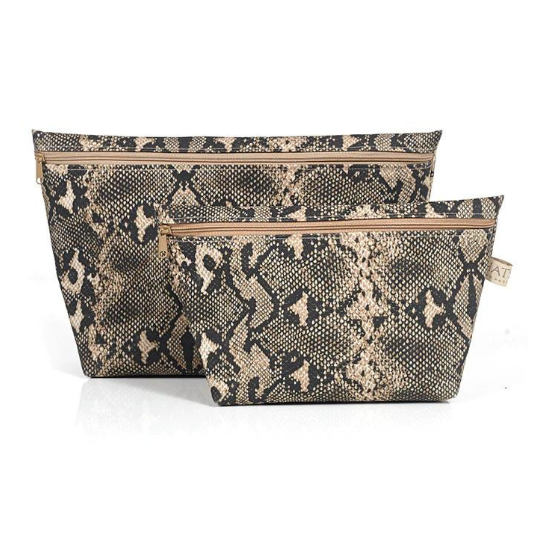 Snakeskin Print Toiletry Bag Set