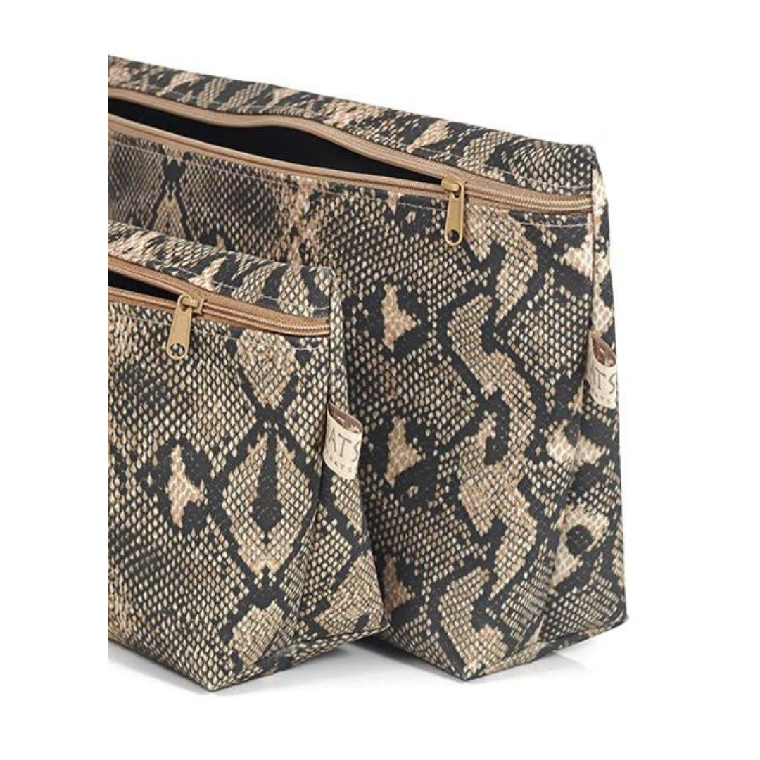 Snakeskin Print Toiletry Bag Set
