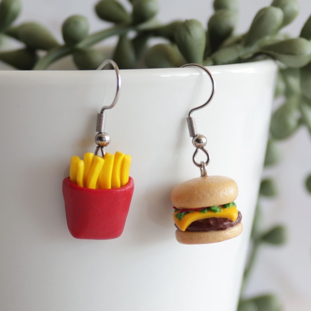 Burger & Fries Dangle Earrings