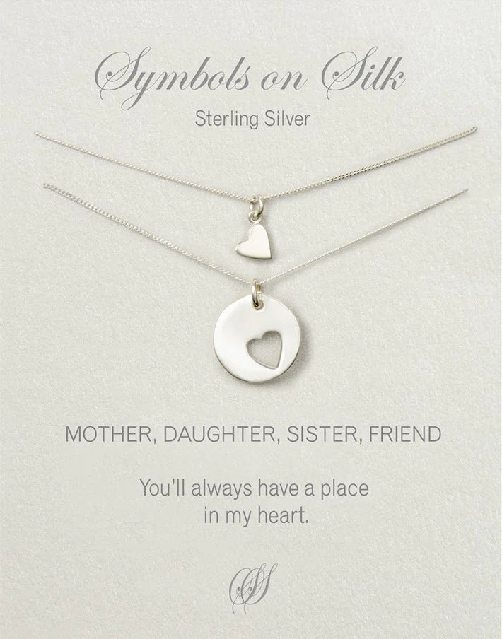 Mother and Daughter Heart Necklace Set (Sterling Silver or Gold Dipped)
