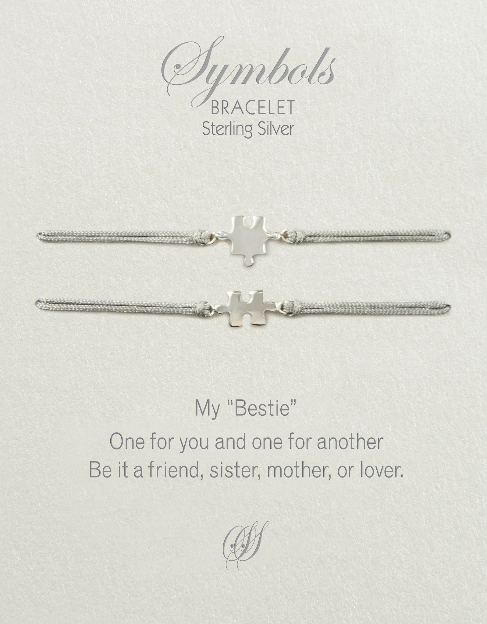 Sterling Silver and Silk Puzzle Pieces Bracelet Set