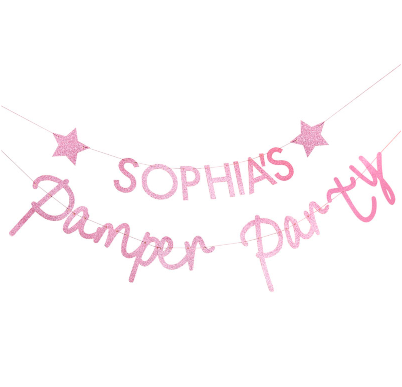 Sleepover / Pamper Party - Customisable Pink Glitter Bunting