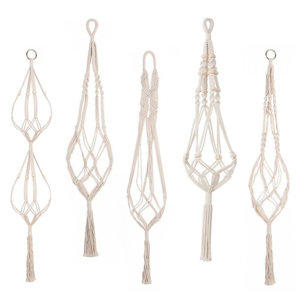 Boho Macrame Pot Plant Hangers (set of 5)