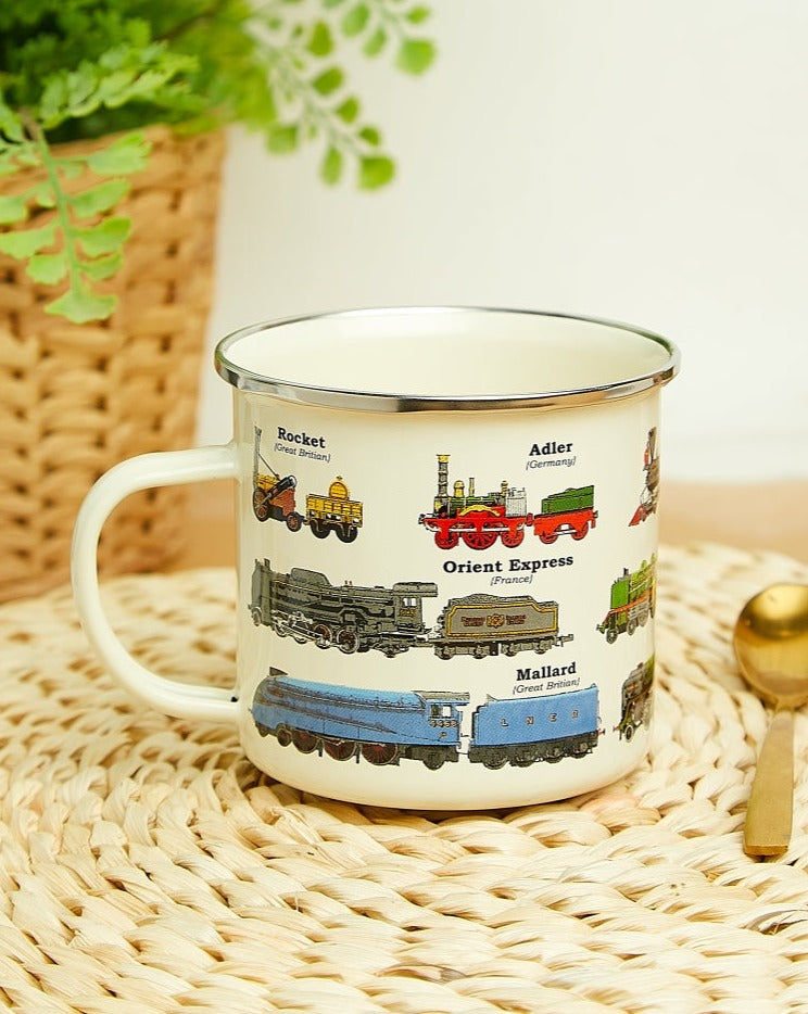 Enamel Mug with Train Design