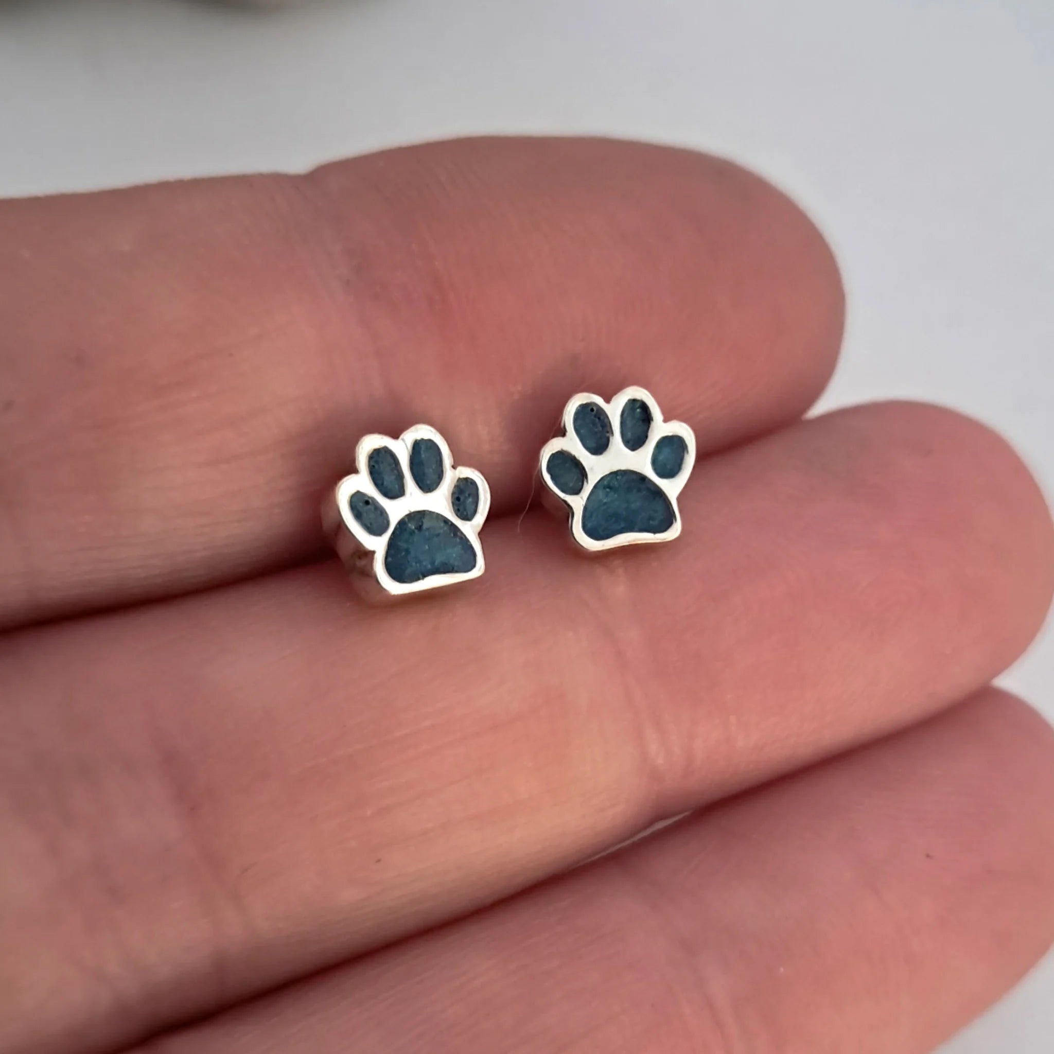 Pawprint Sterling Silver and Resin Stud Earrings